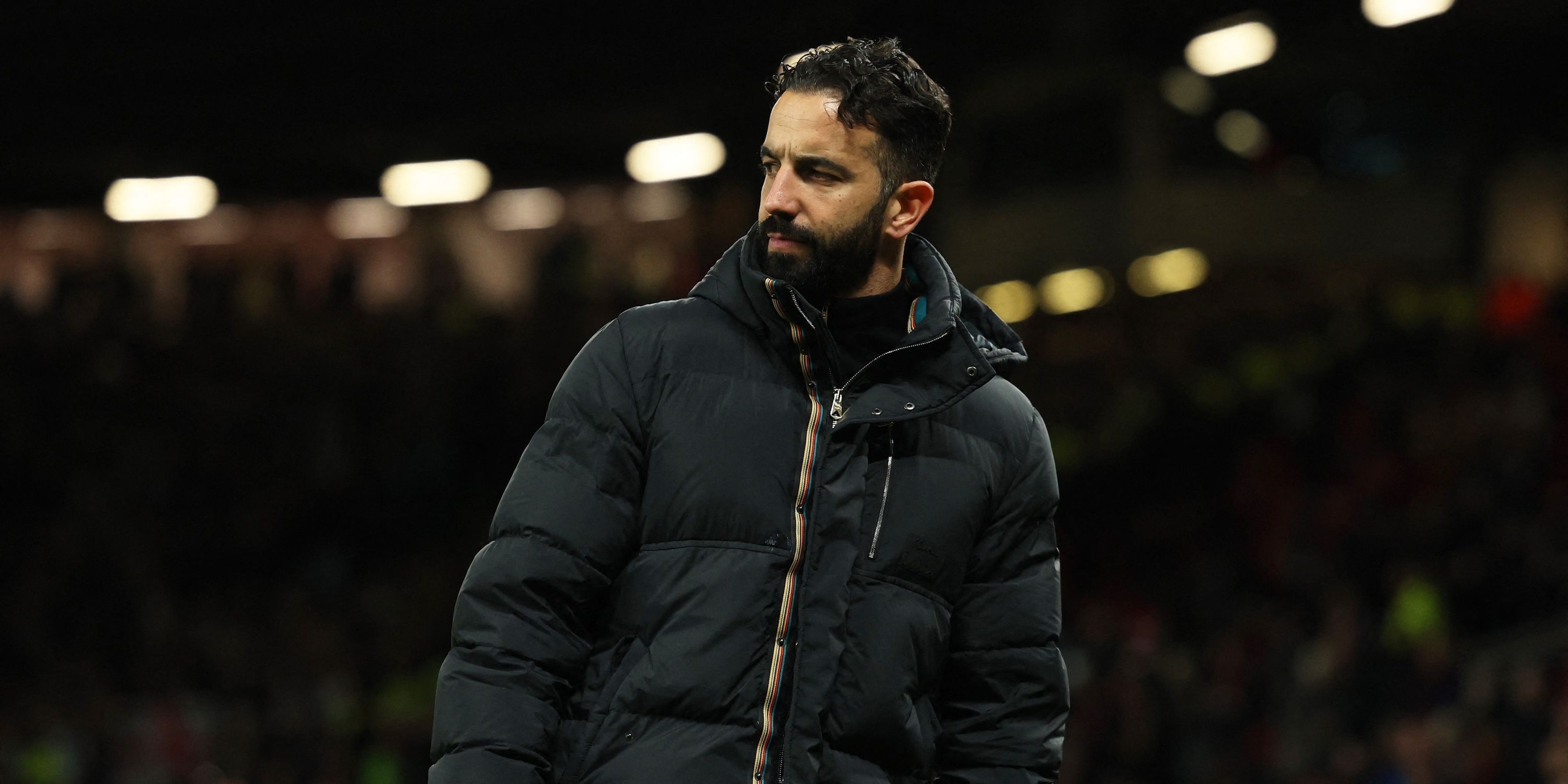 Manchester United manager Ruben Amorim looks dejected