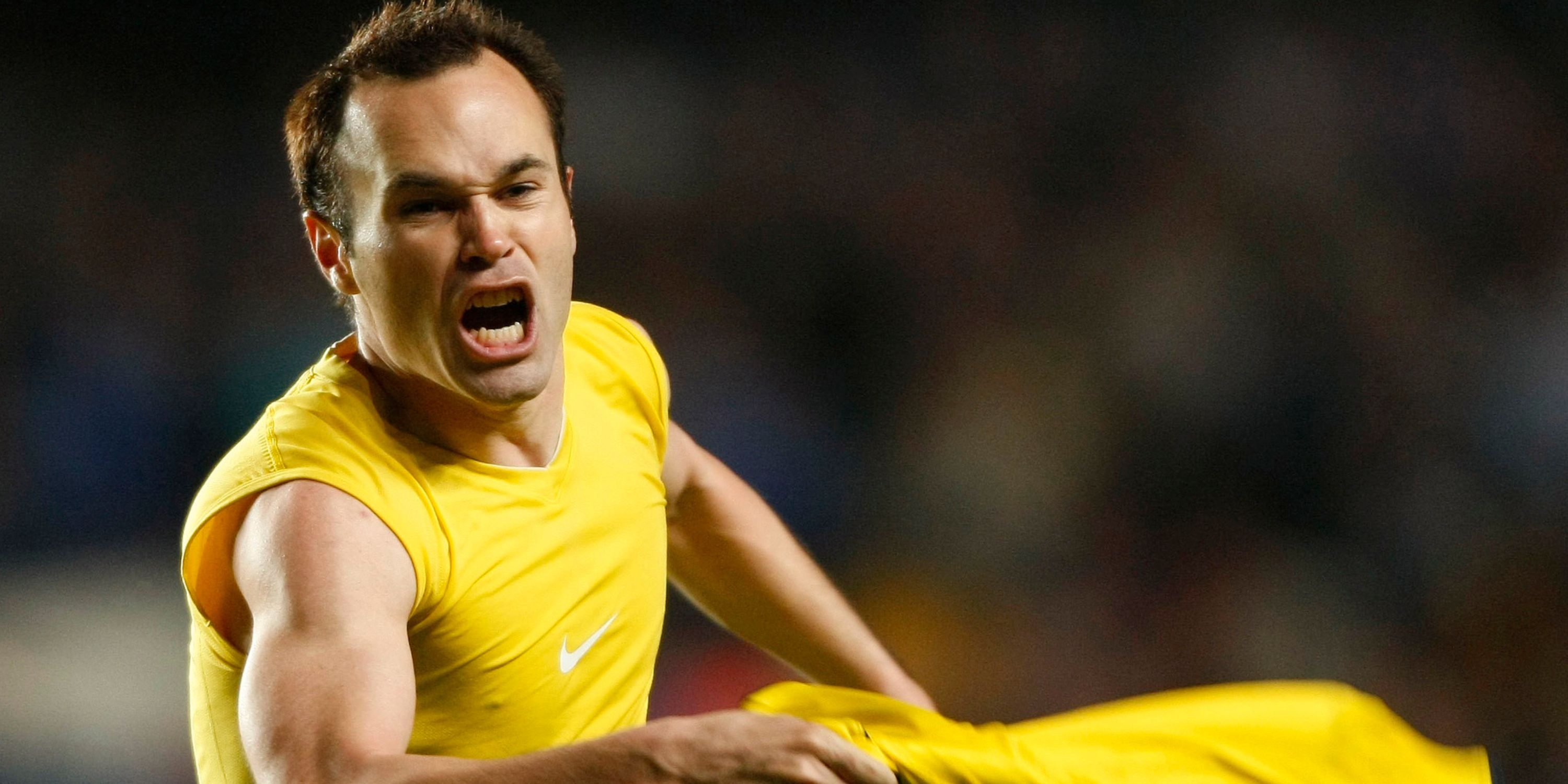 Barcelona player Andres Iniesta's goal against Chelsea in the Champions League