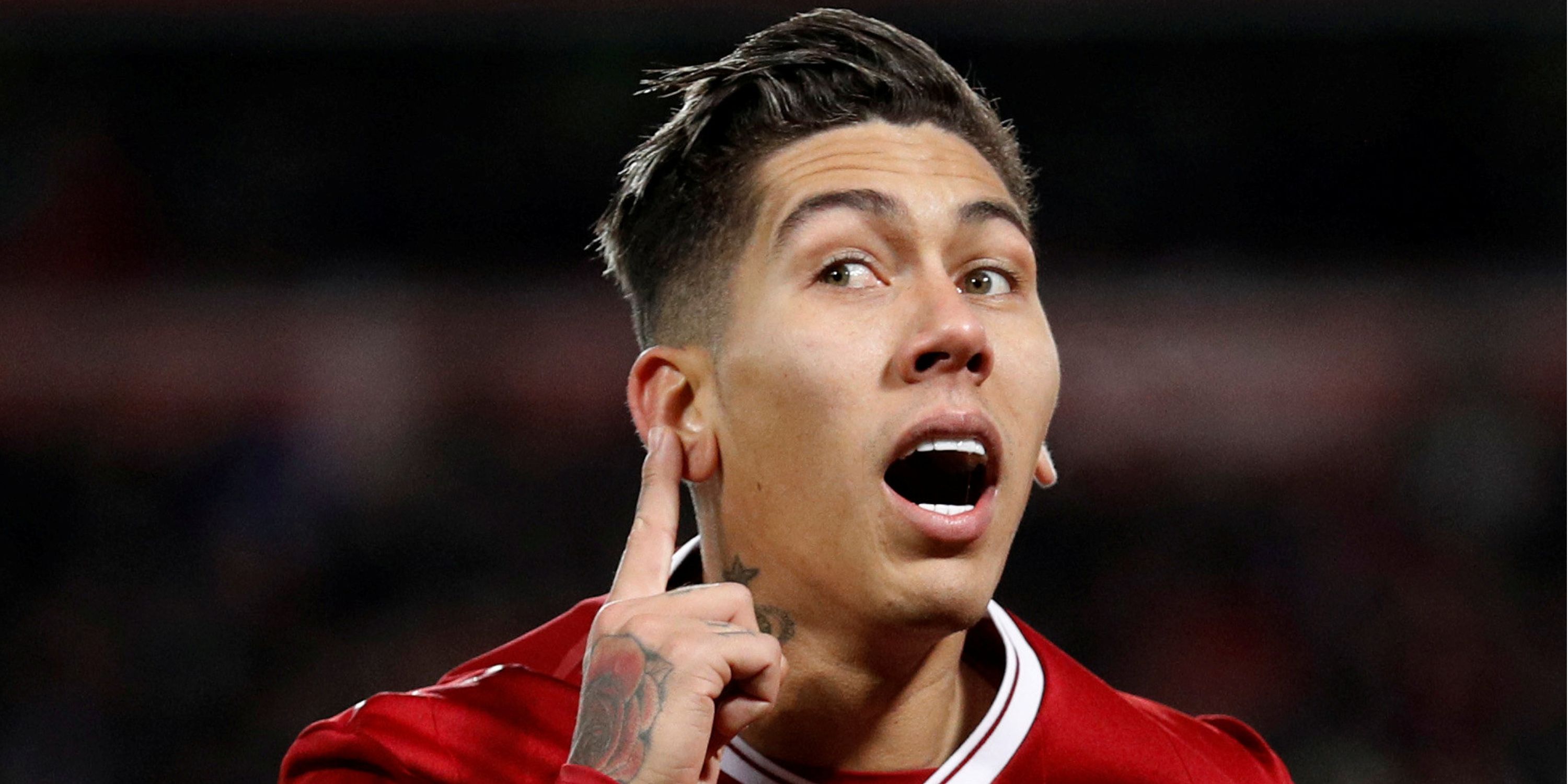 Roberto Firmino scoring for Liverpool against Swansea City in the Premier League in 2017