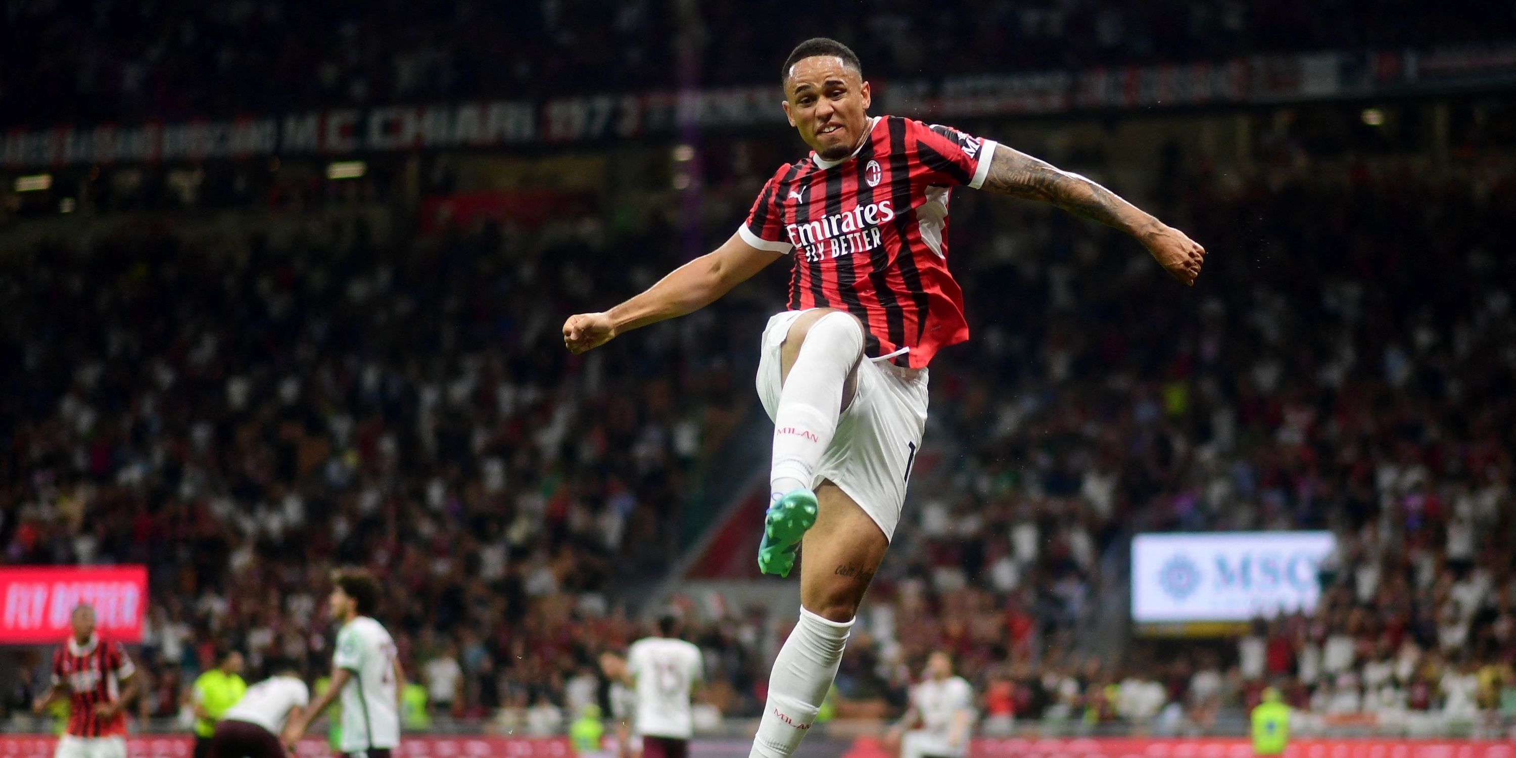 AC Milan's Noah Okafor celebrates scoring their second goal