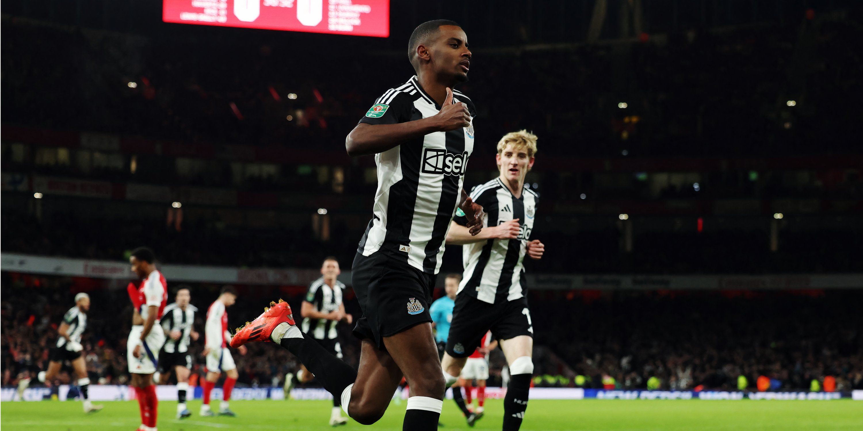 Alexander Isak celebrates for Newcastle