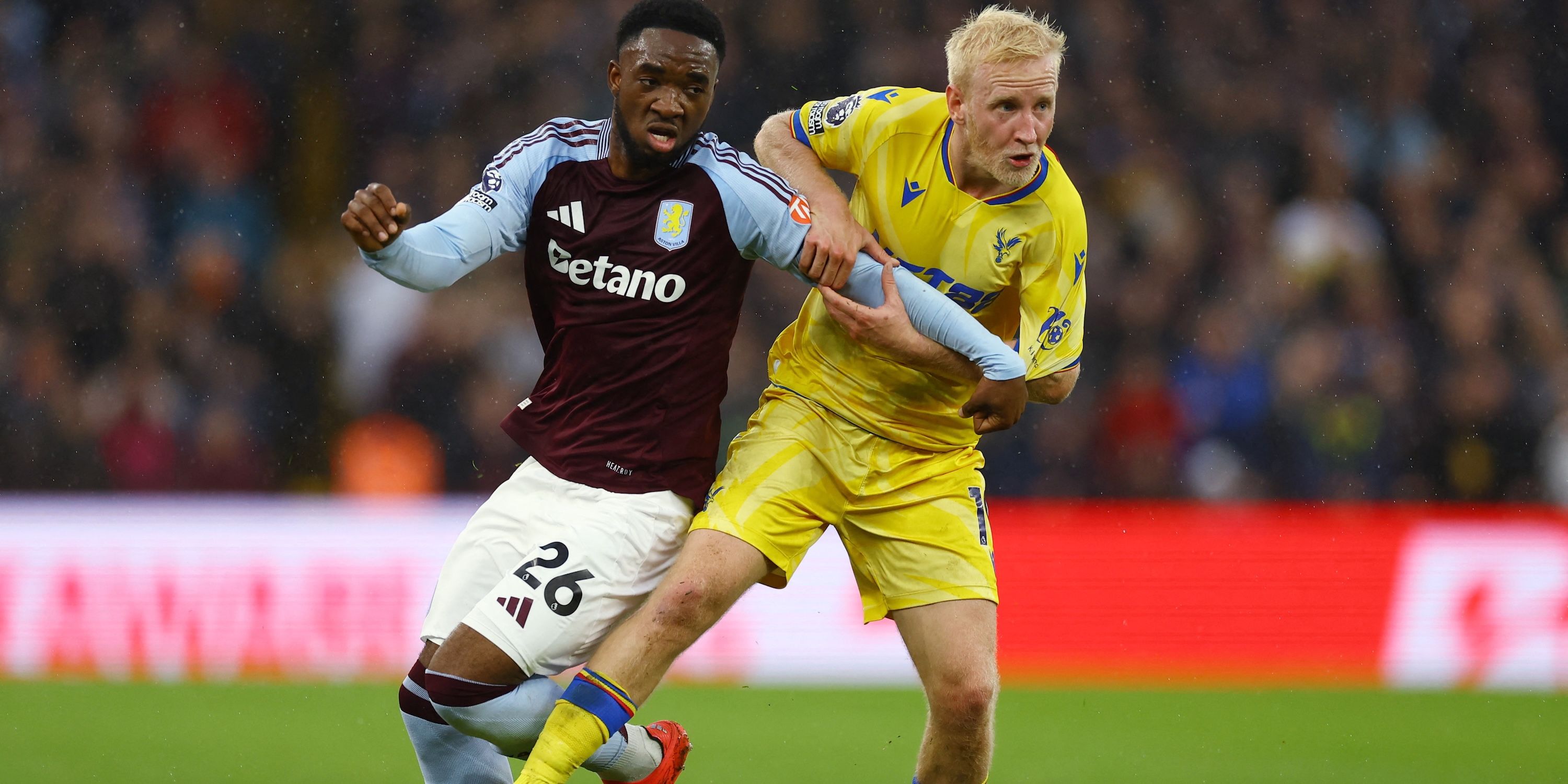 Aston Villa's Lamarre Boogaard faces Crystal Palace's Will Hughes