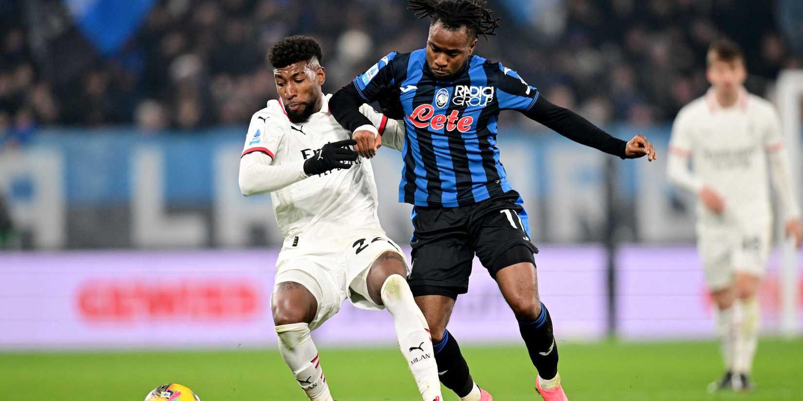 Atalanta's Ademola Logman AC Milan with Emerson Royal action