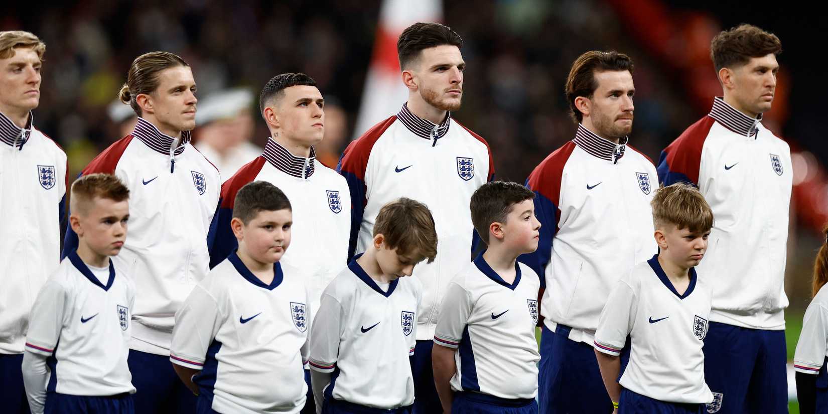 John Stones, Ben Chilwell, Phil Foden, Conor Gallagher and Anthony Gordon