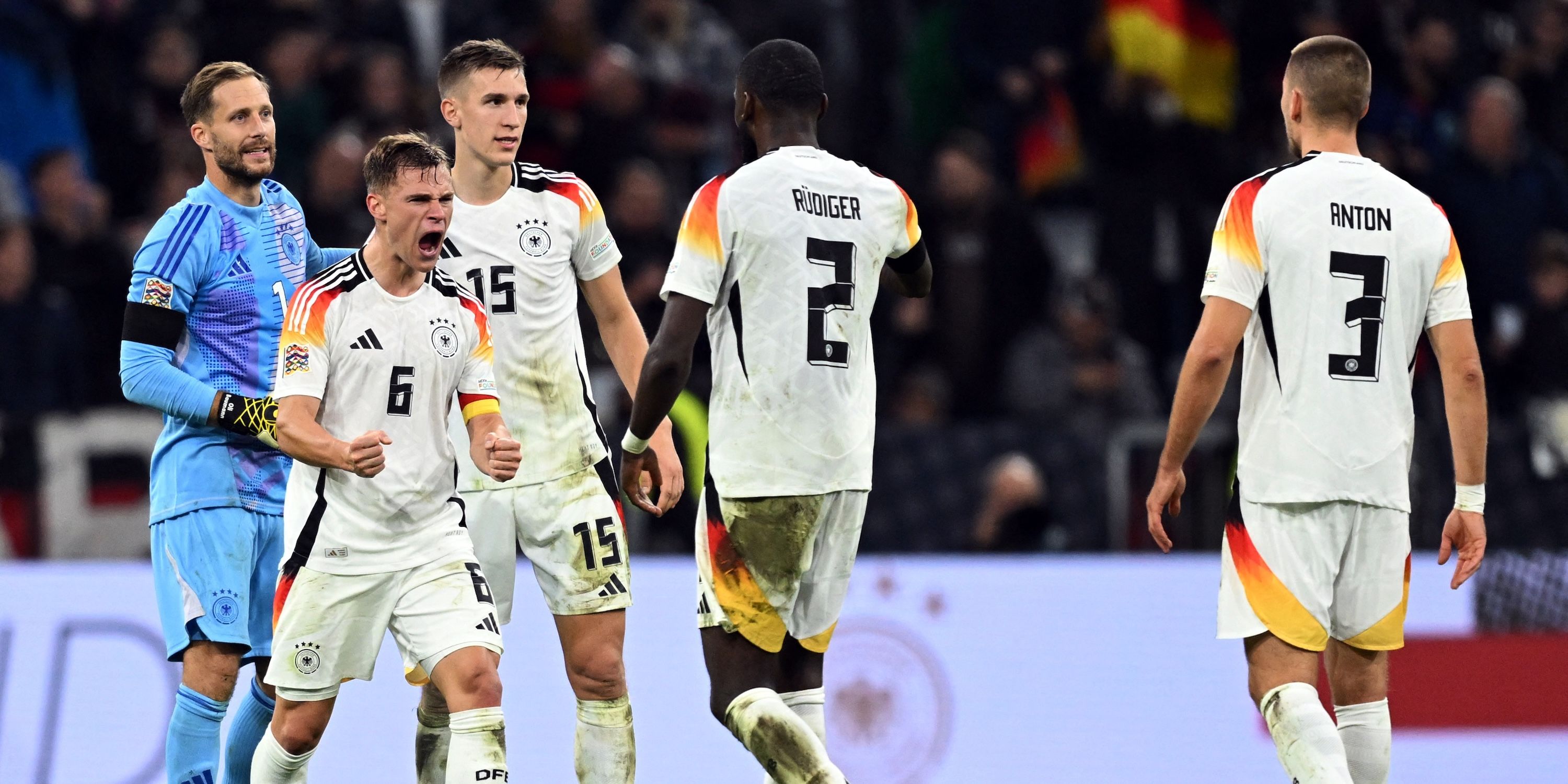 Germany's Joshua Kimmich, Antonio Rudiger, Nico Schlotterback and Waldemar Anton celebrate