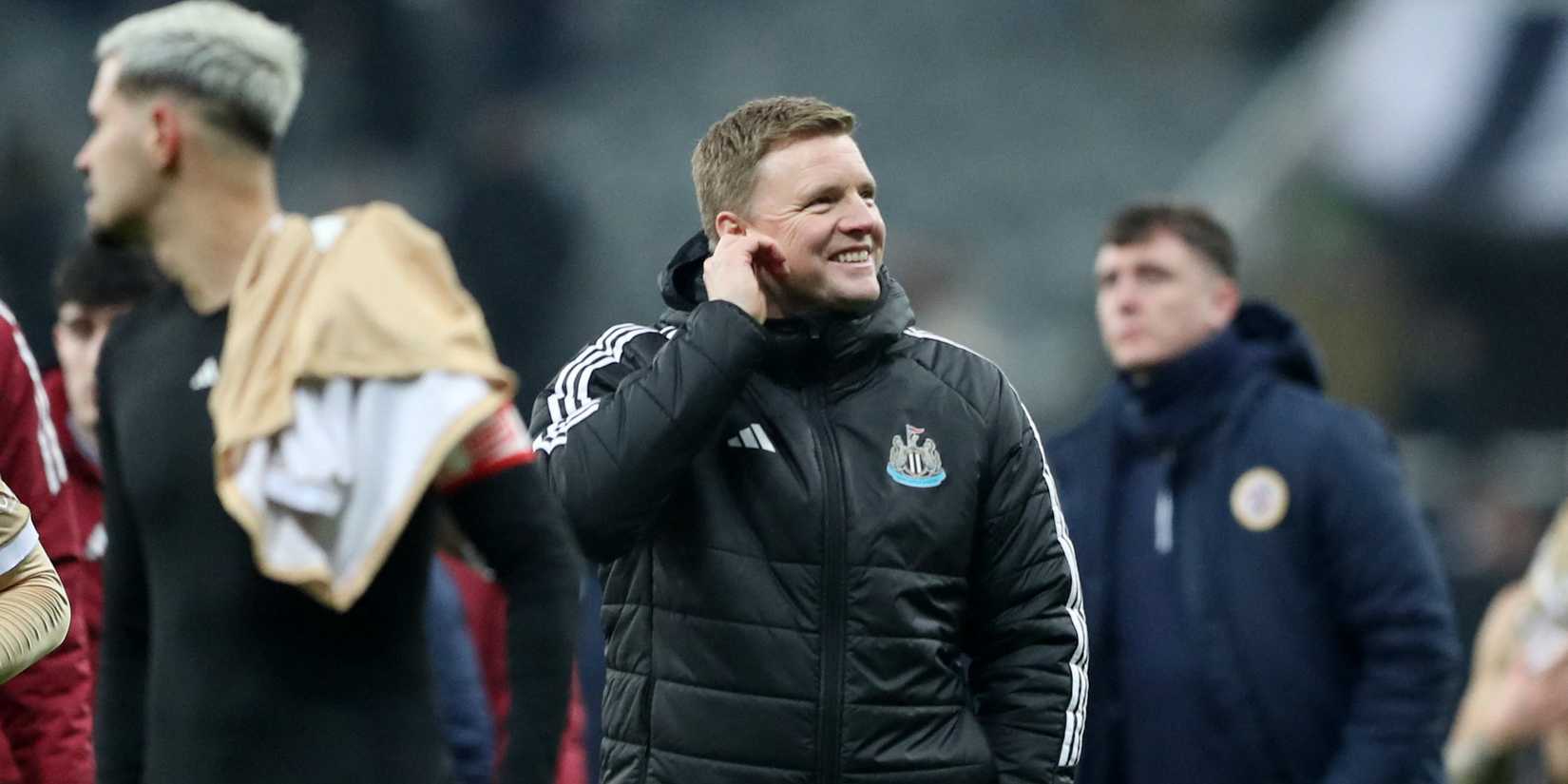 Newcastle United manager Eddie Howe celebrates after the match