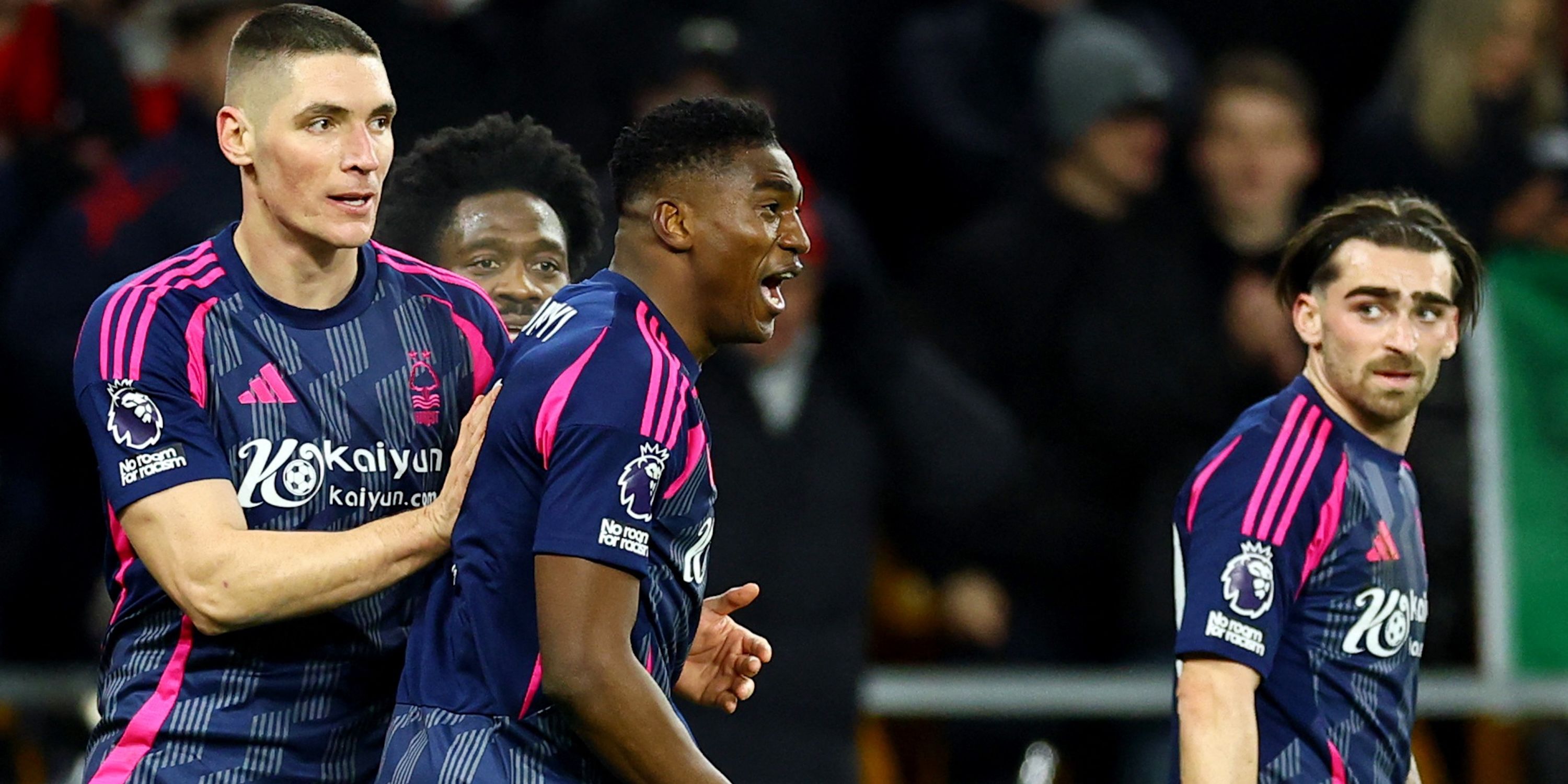 Nottingham Forest's Taiwo Awoniyi celebrates scoring his third goal