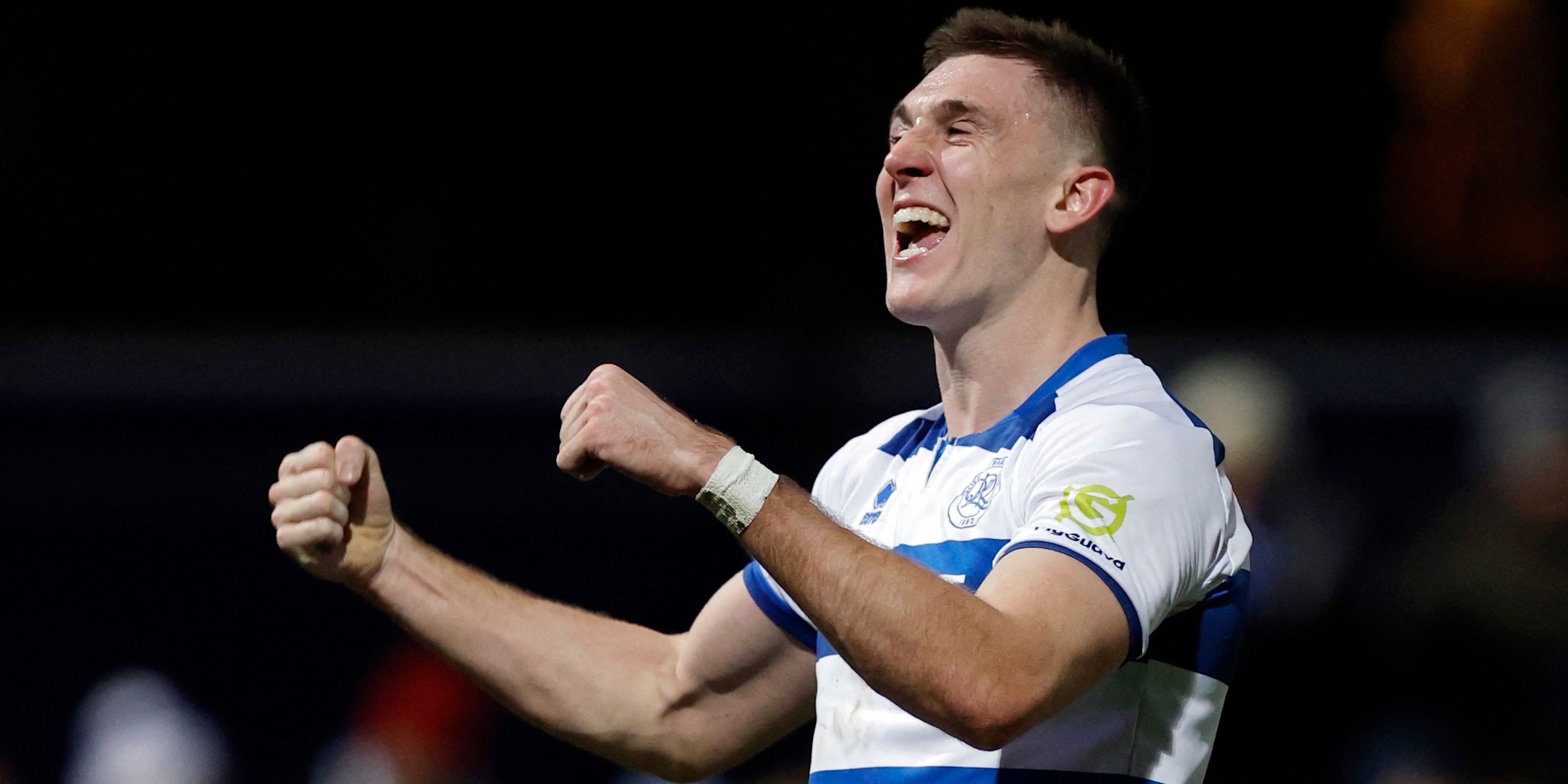 Queens Park Rangers' Jimmy Dunne celebrates after the match