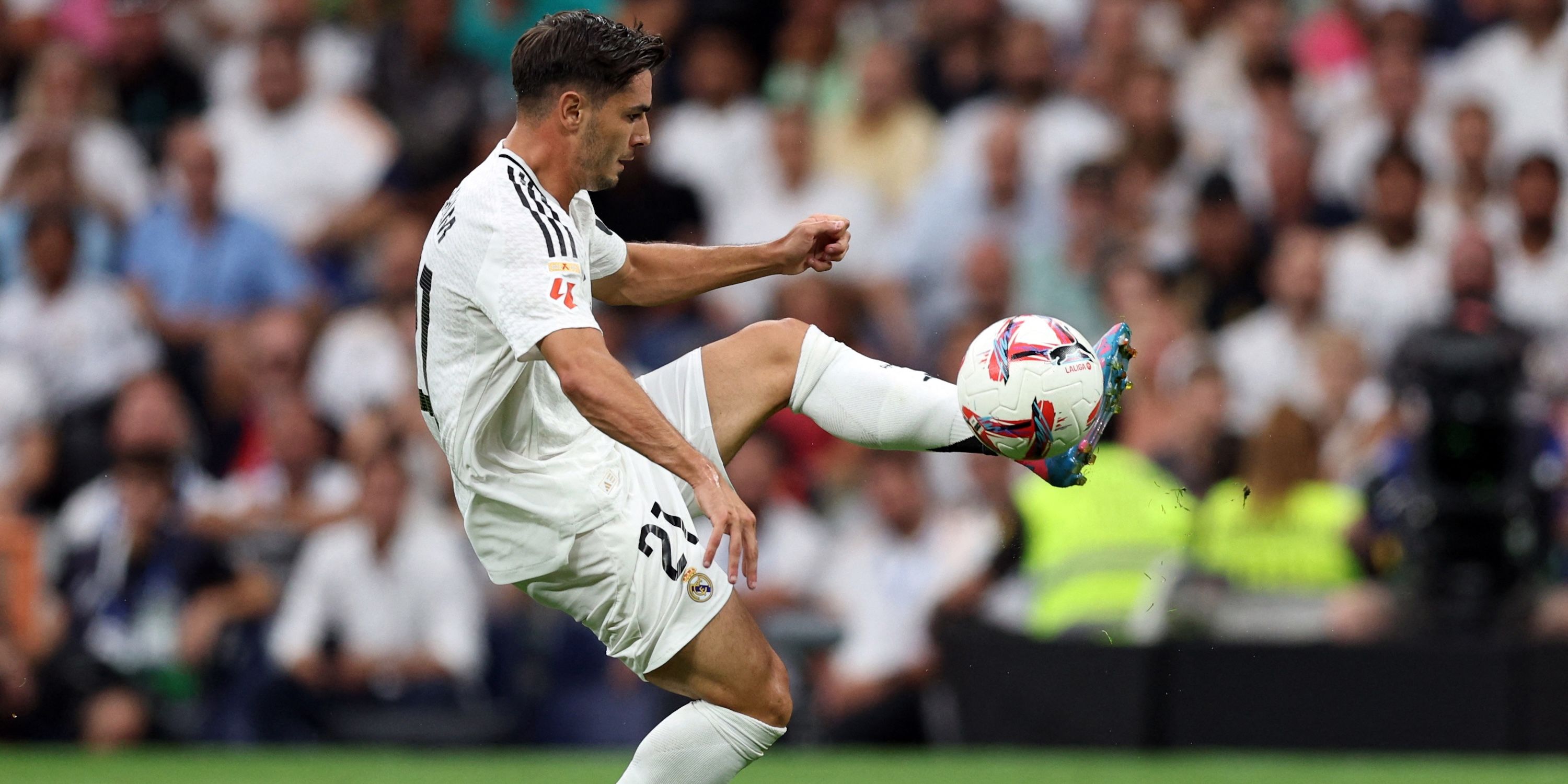 Real Madrid's Brahim Diaz scores their second goal