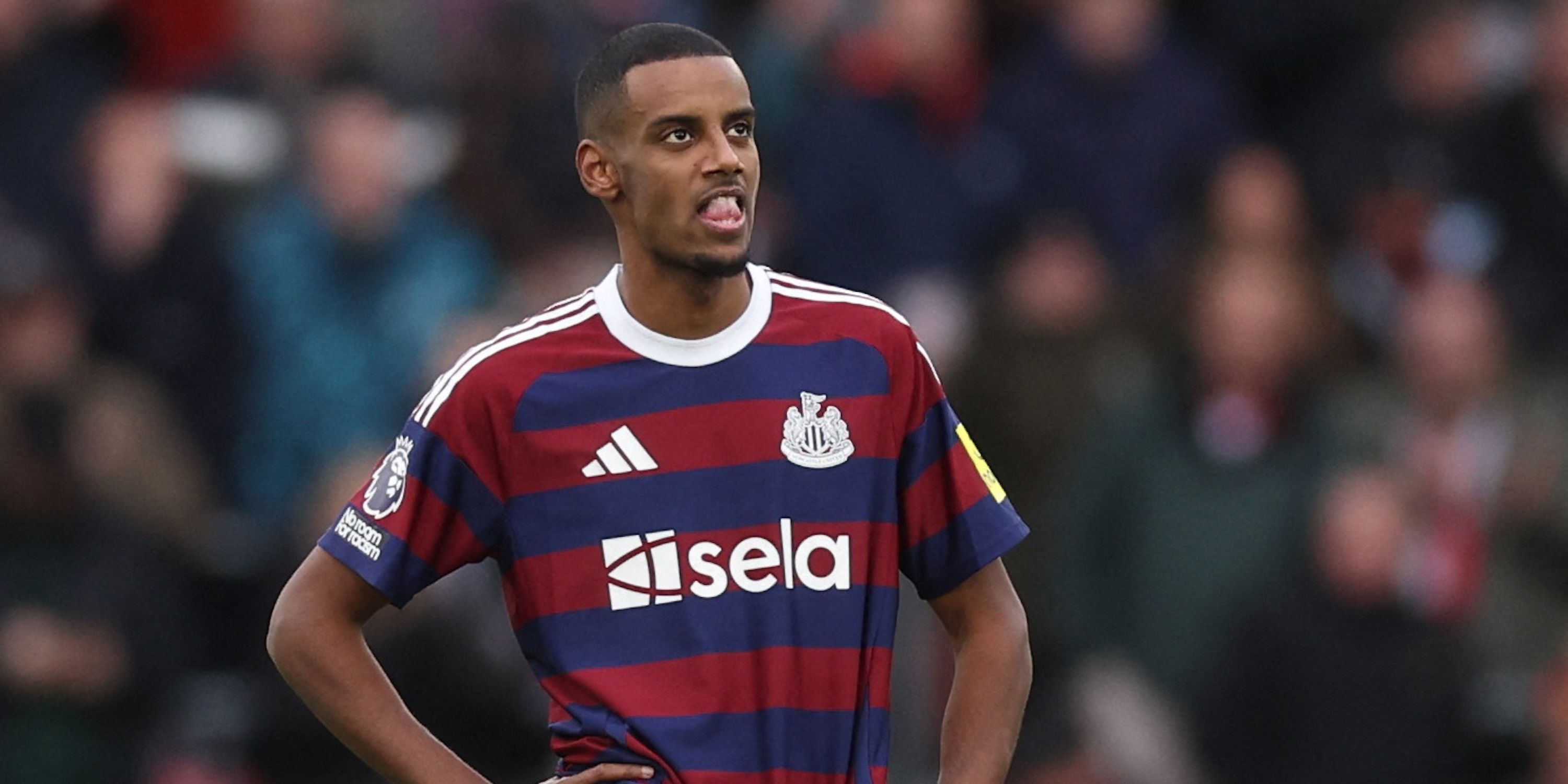 Alexander Isak of Newcastle United reacts 