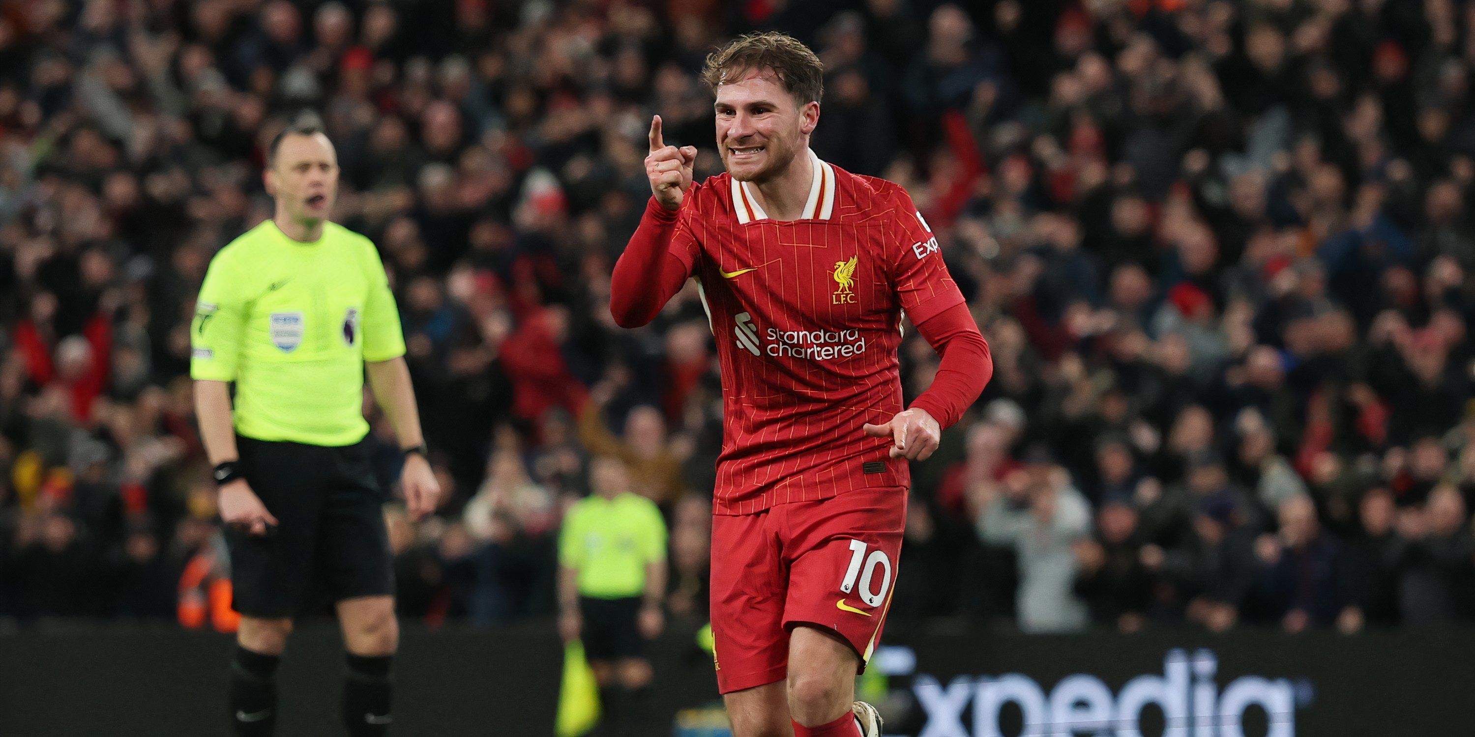 Alexis Mac Allister celebrates for Liverpool