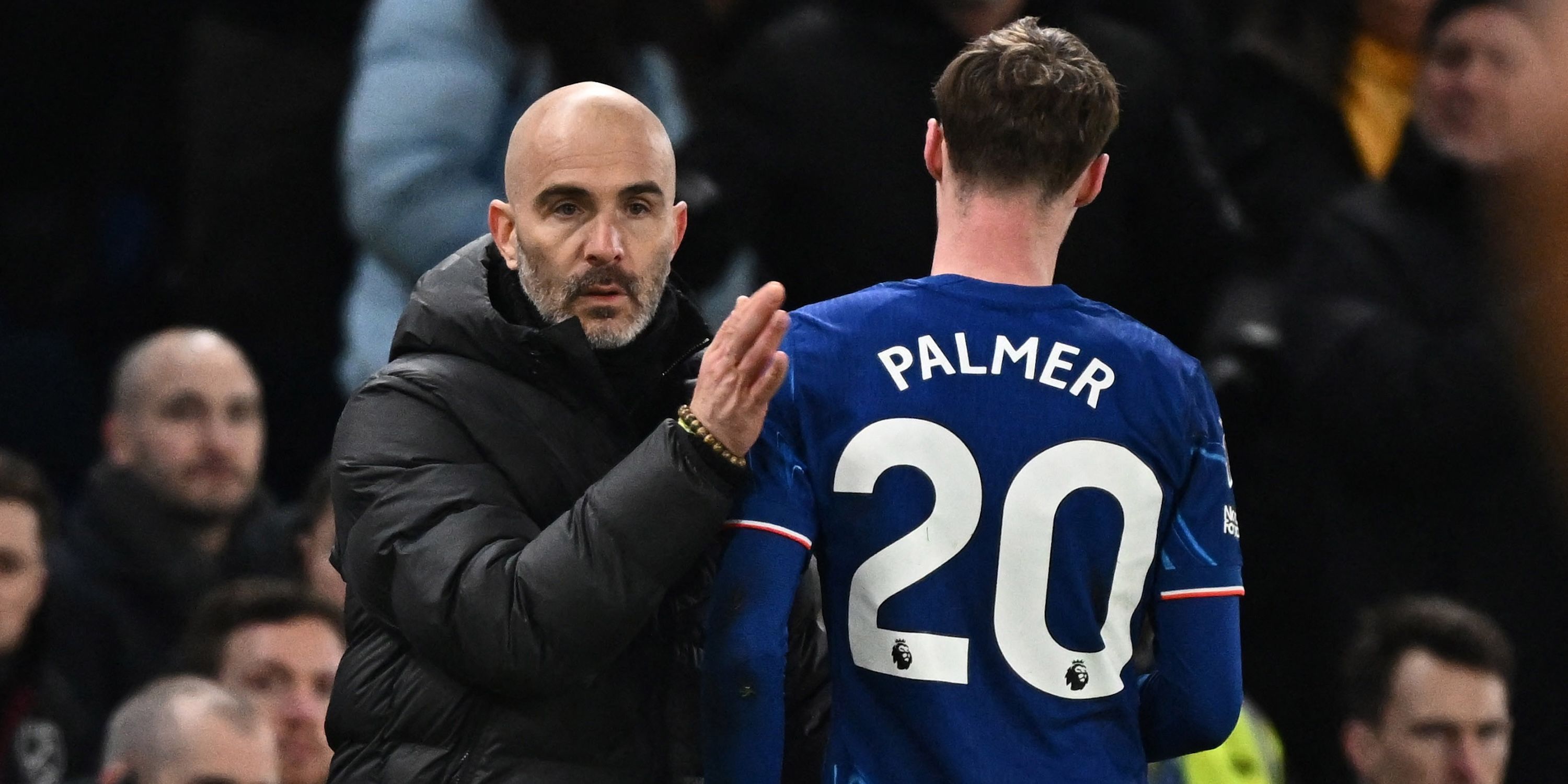 Chelsea's Cole Palmer with manager Enzo Maresca after being substituted