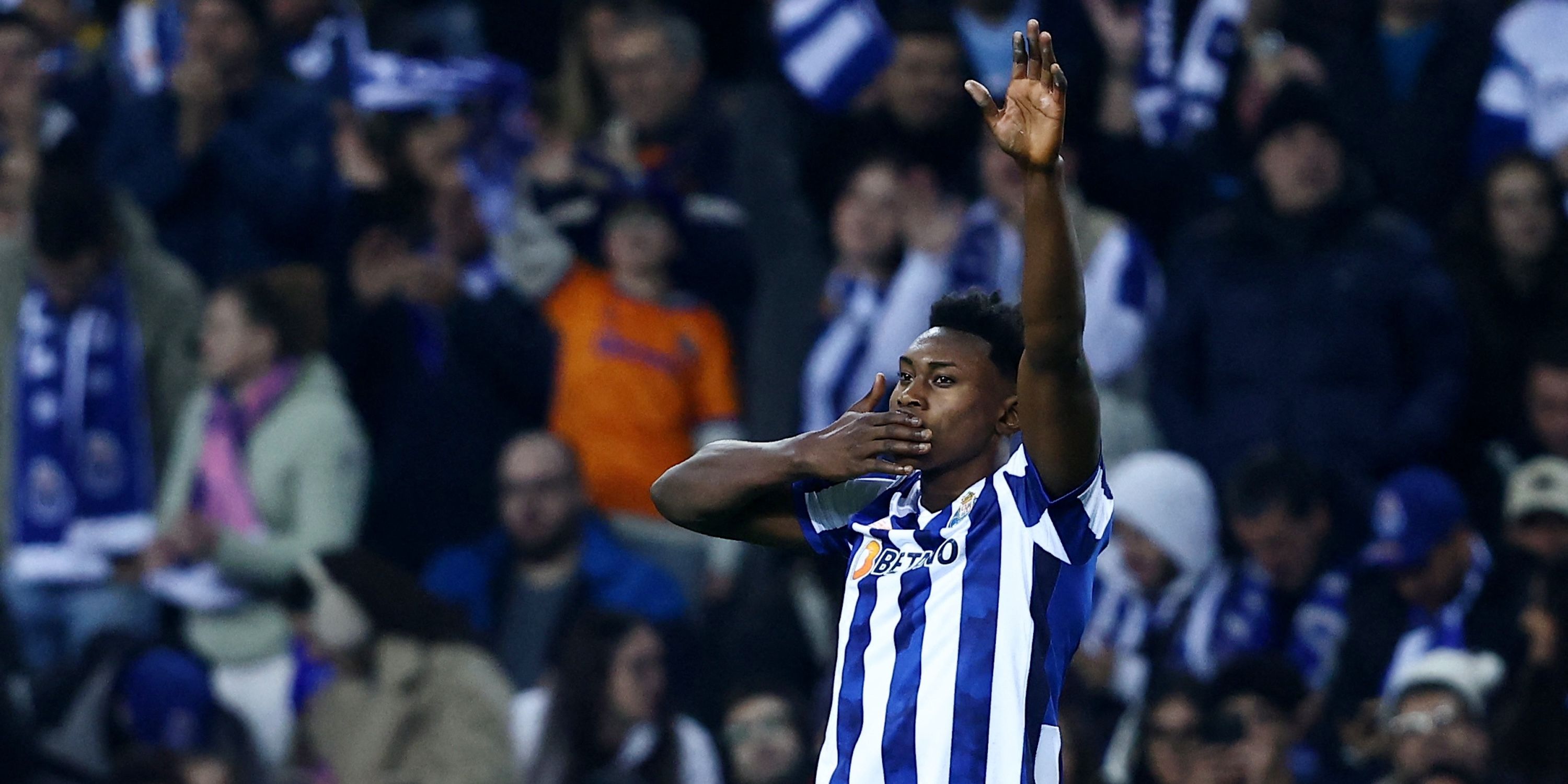 FC Porto's Samu Omorodion celebrates his fourth goal