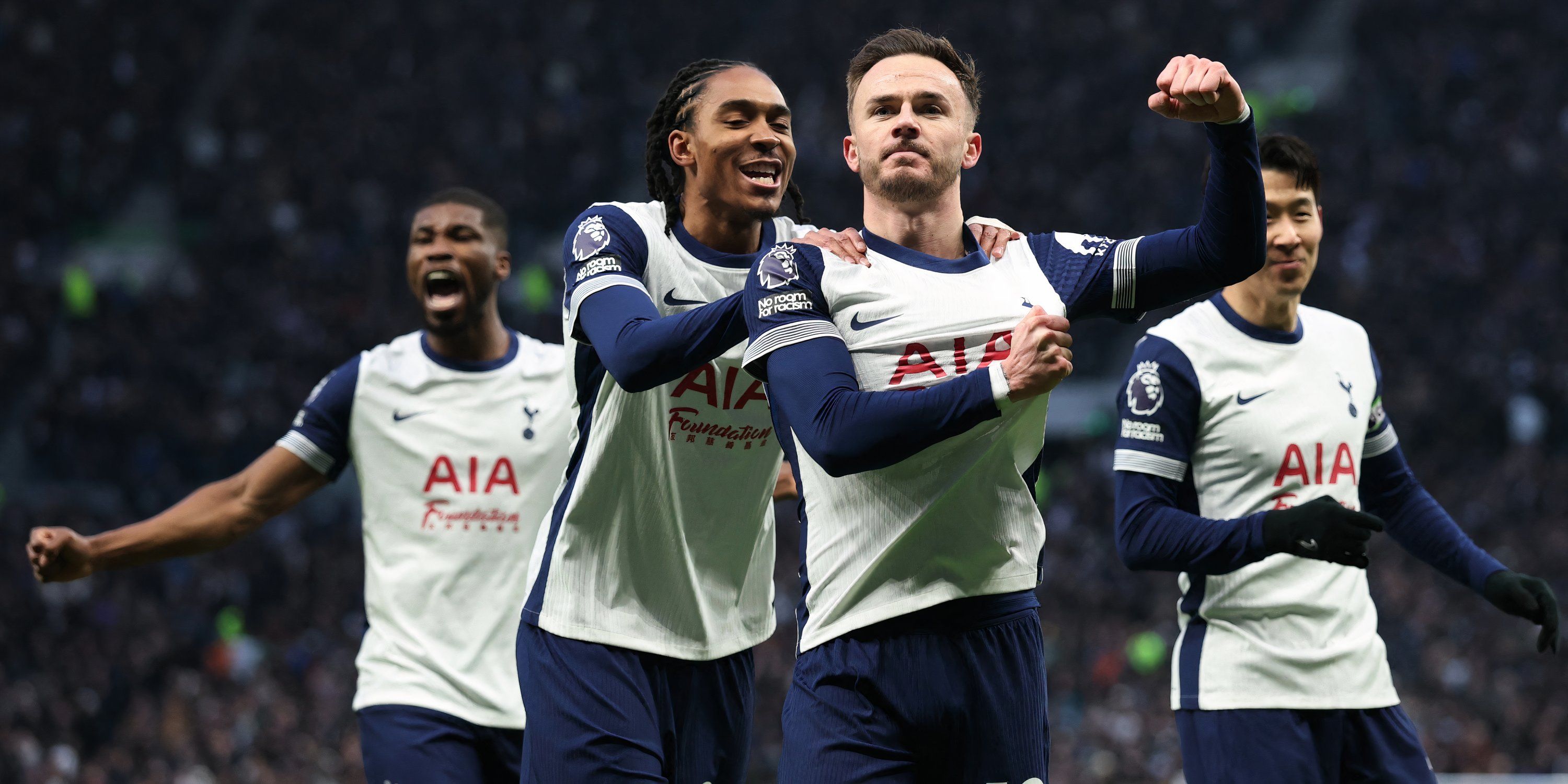 James Maddison celebrates for Tottenham