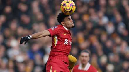 Luis Diaz in action for Liverpool vs Wolves