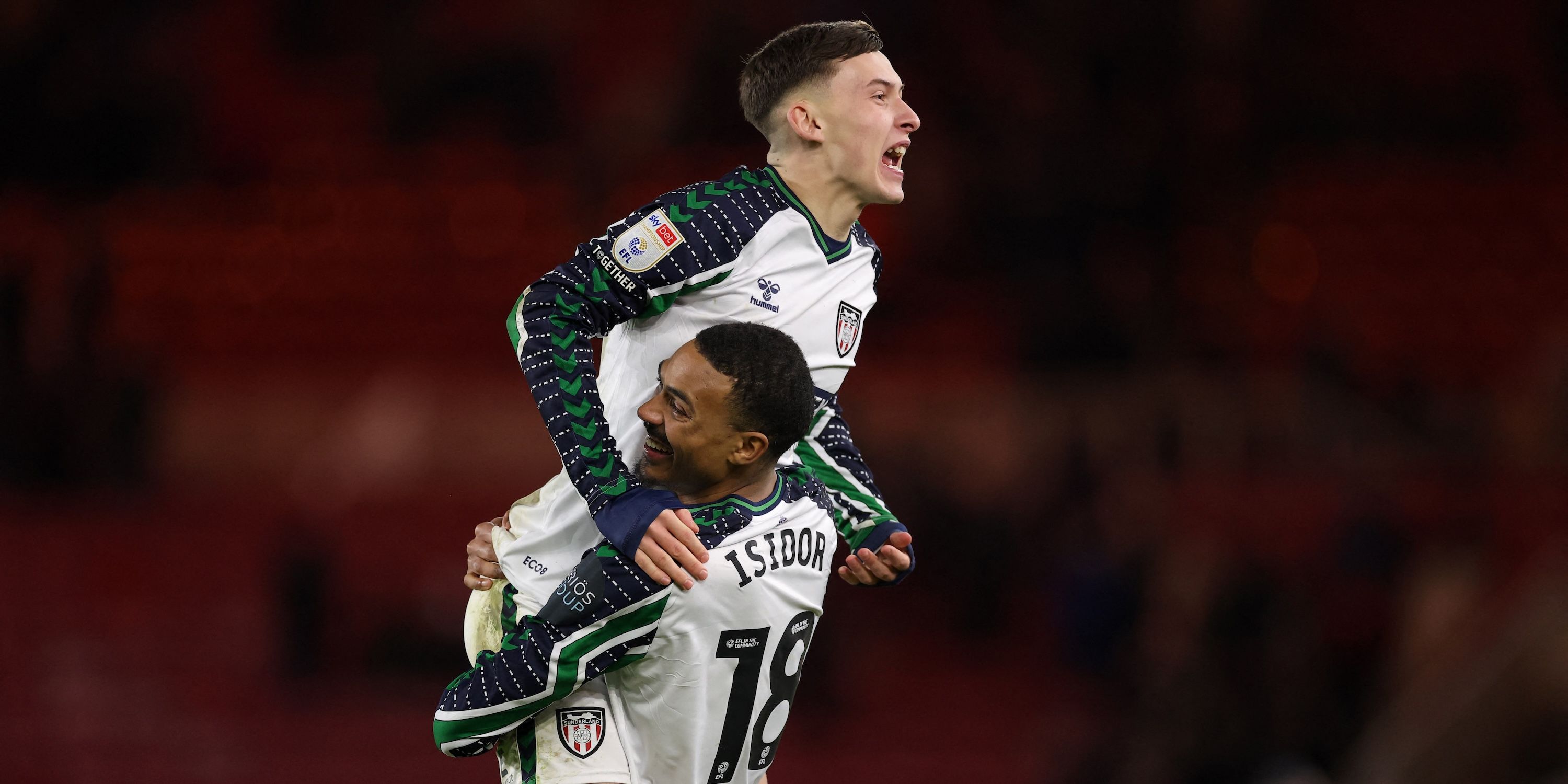 Sunderland's Chris Rigg and Wilson Isidor celebrate after the match