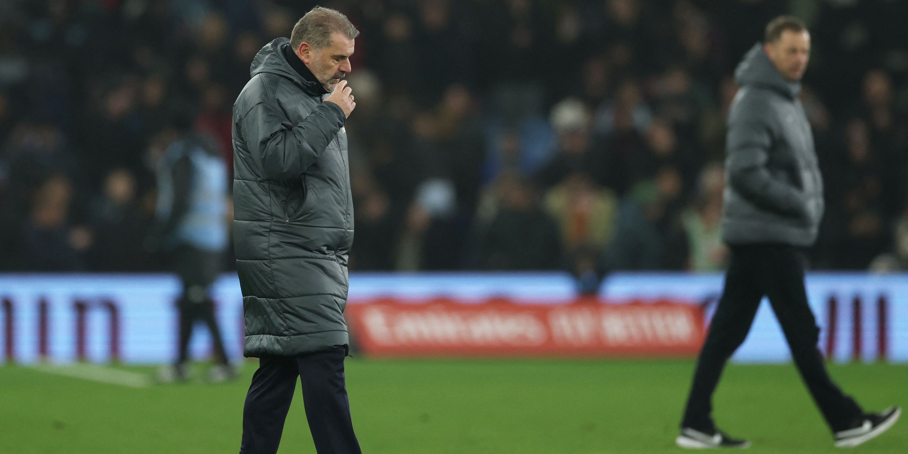 Tottenham Hotspur manager Ange Postecoglou reacts after the match