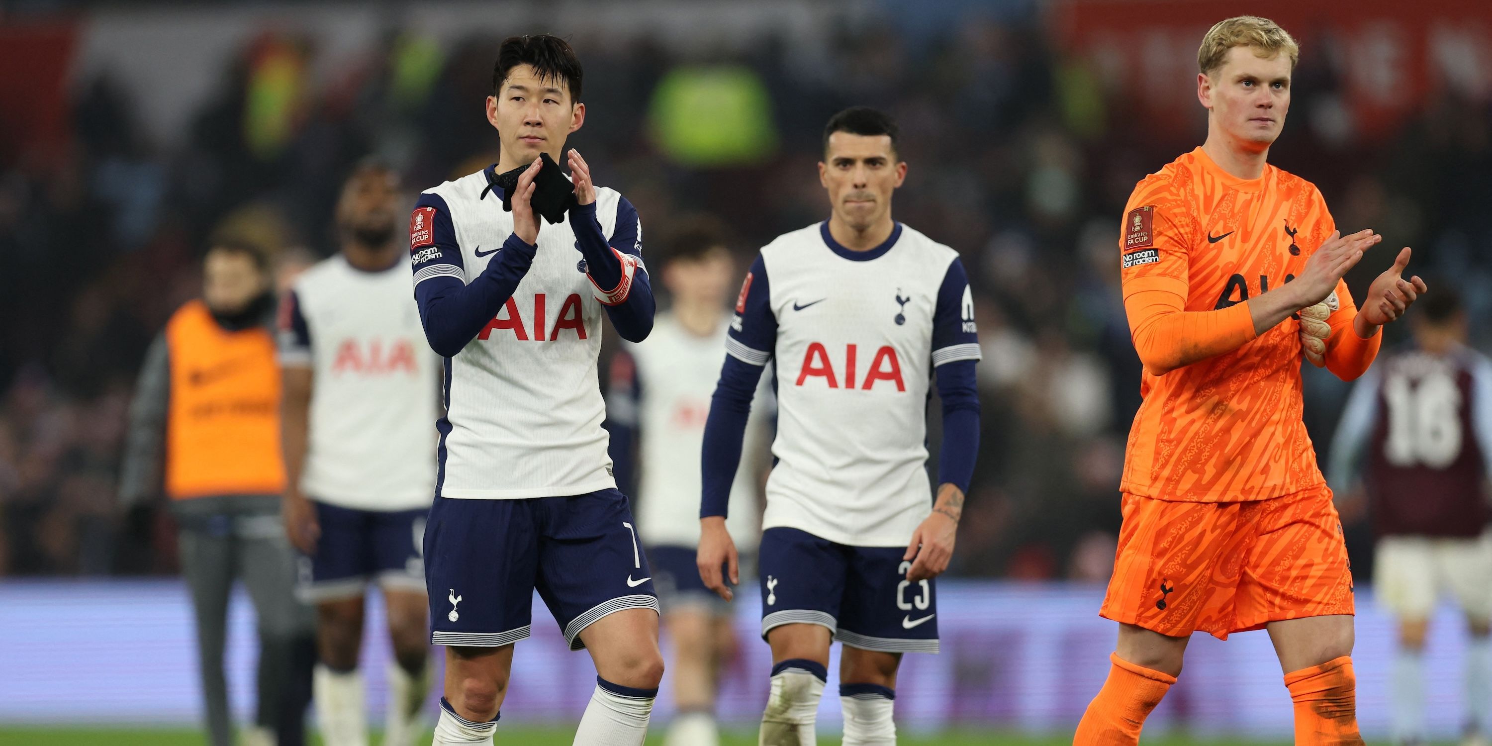 Tottenham Hotspur's Son Heung-min applauds fans after the match