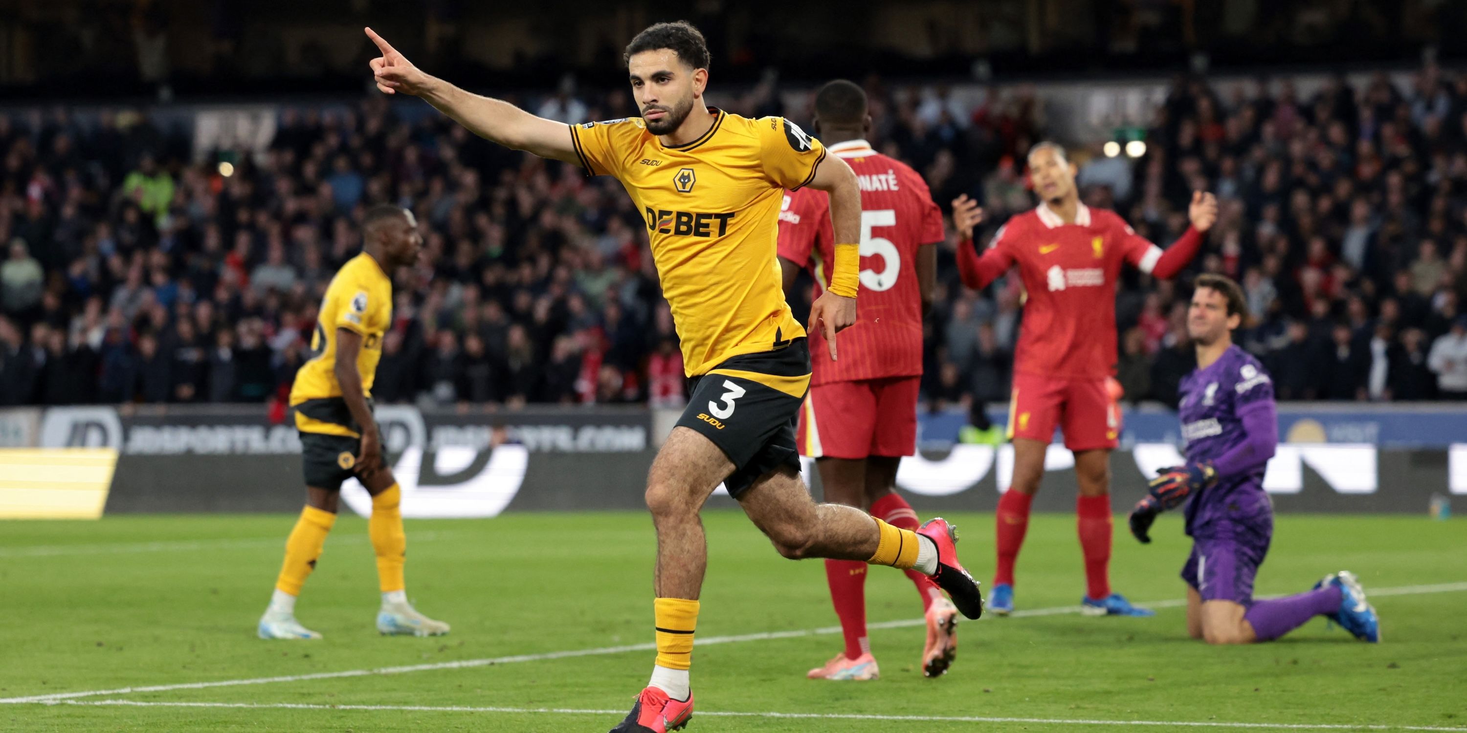 Rayan Ait-Nouri of Wolverhampton Wanderers celebrates their first goal