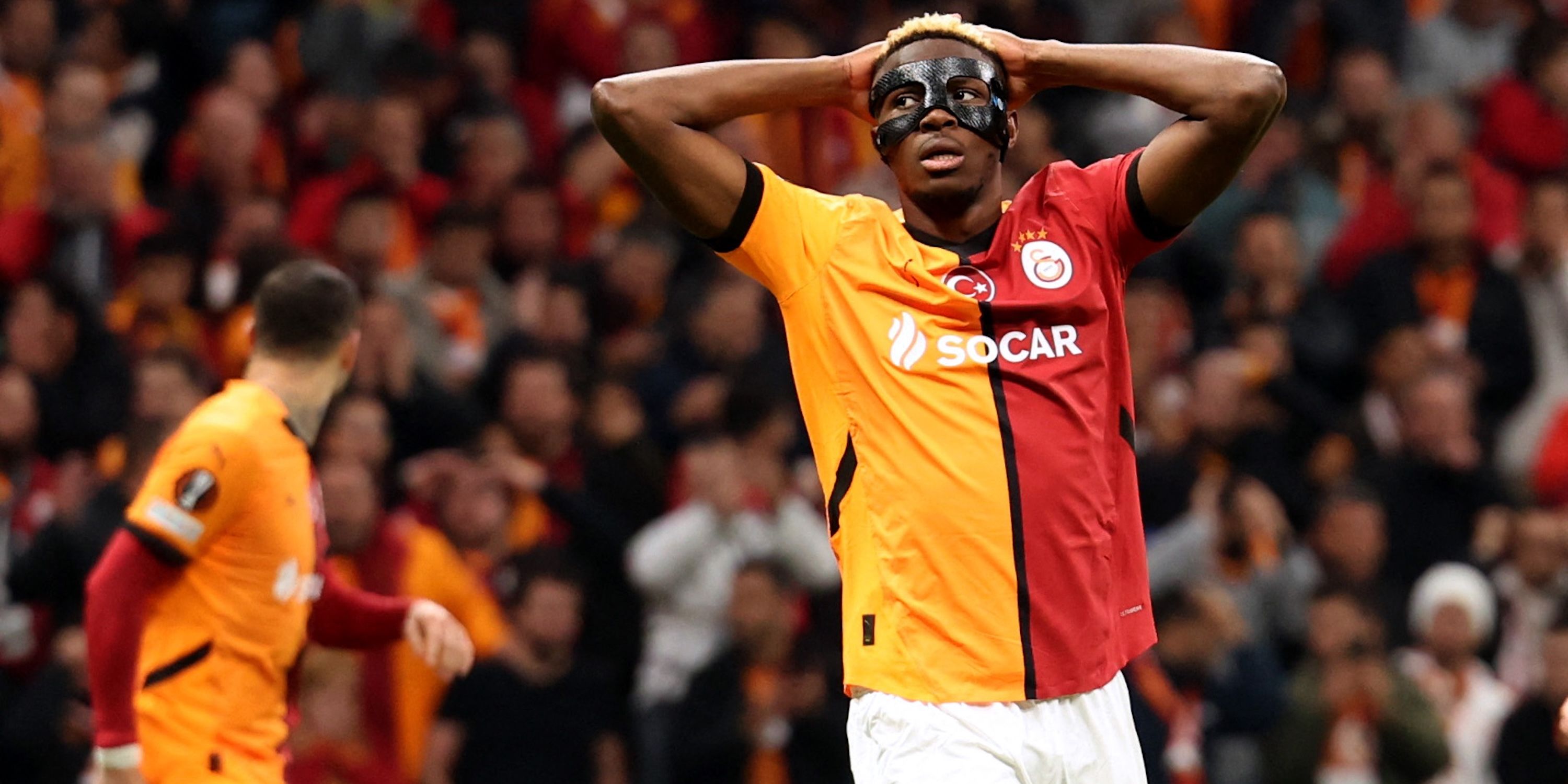 Galatasaray's Victor Osimhen reacts