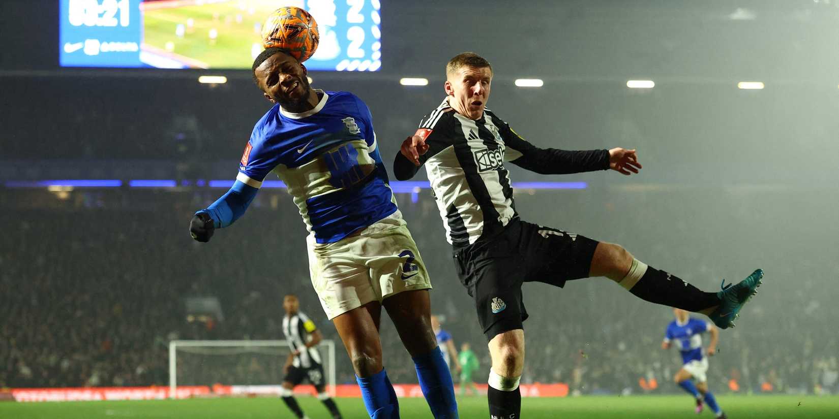 Birmingham City's Ethan Laird in action with Newcastle United's Matt Targett