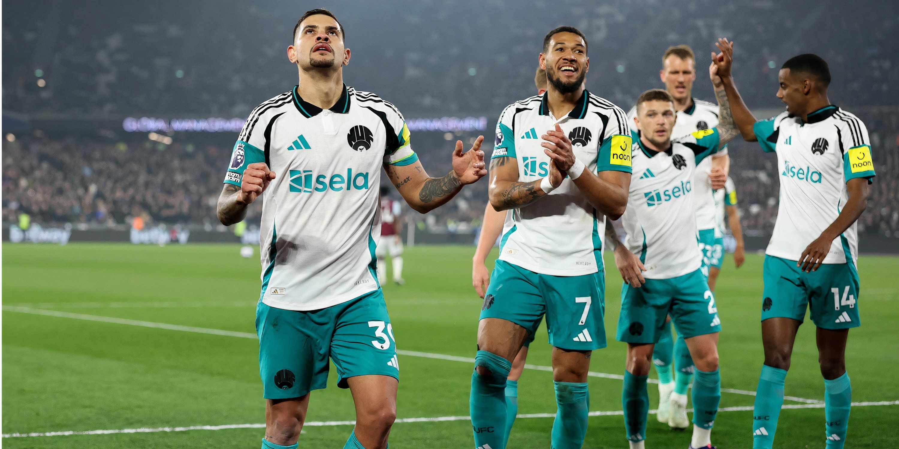 Bruno Guimaraes celebrates for Newcastle