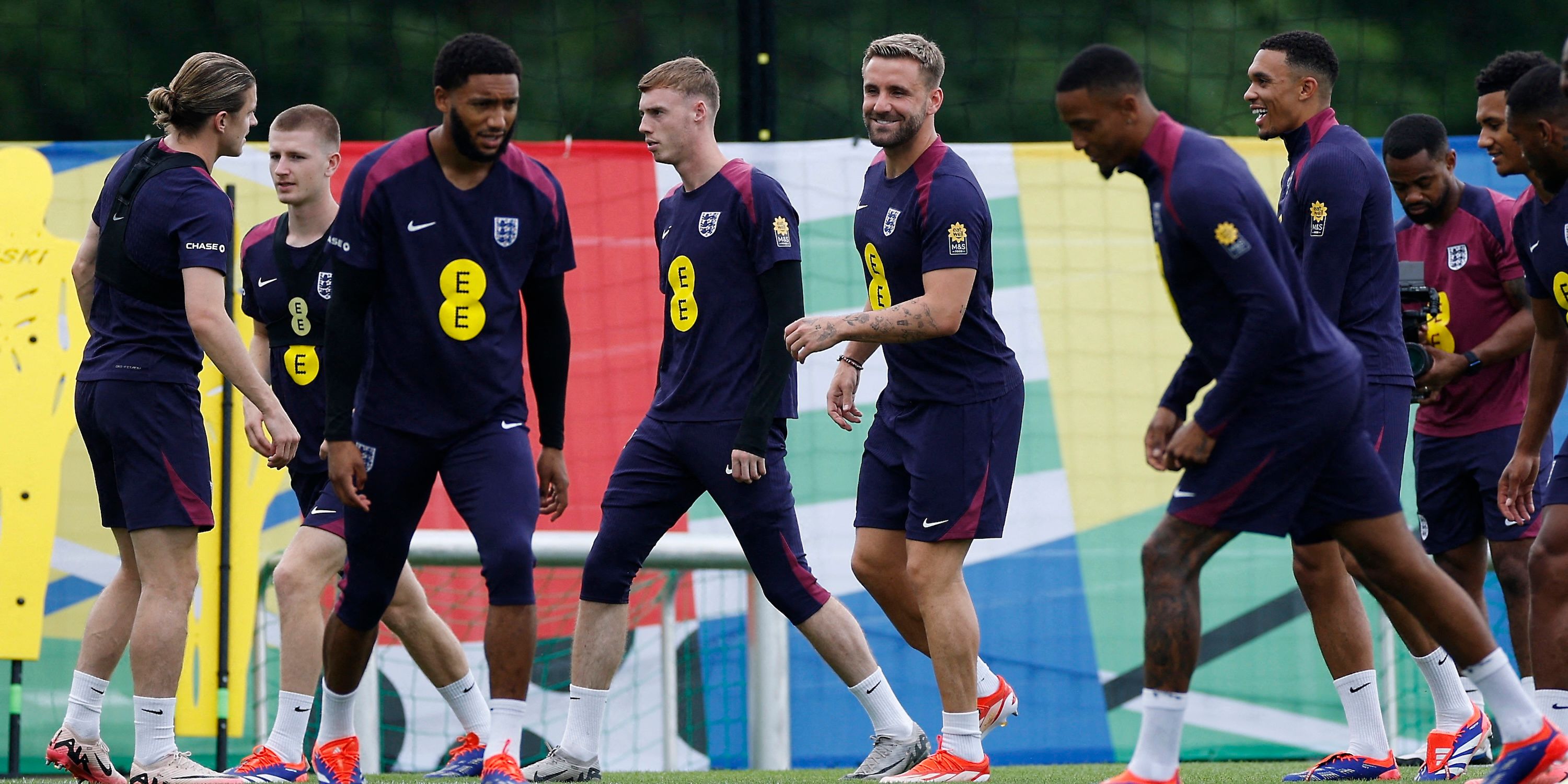 England's Conor Gallagher, Adam Wharton, Joe Gomez, Cole Palmer, Luke Shaw, Ivan Toney and Trent Alexander-Arnold