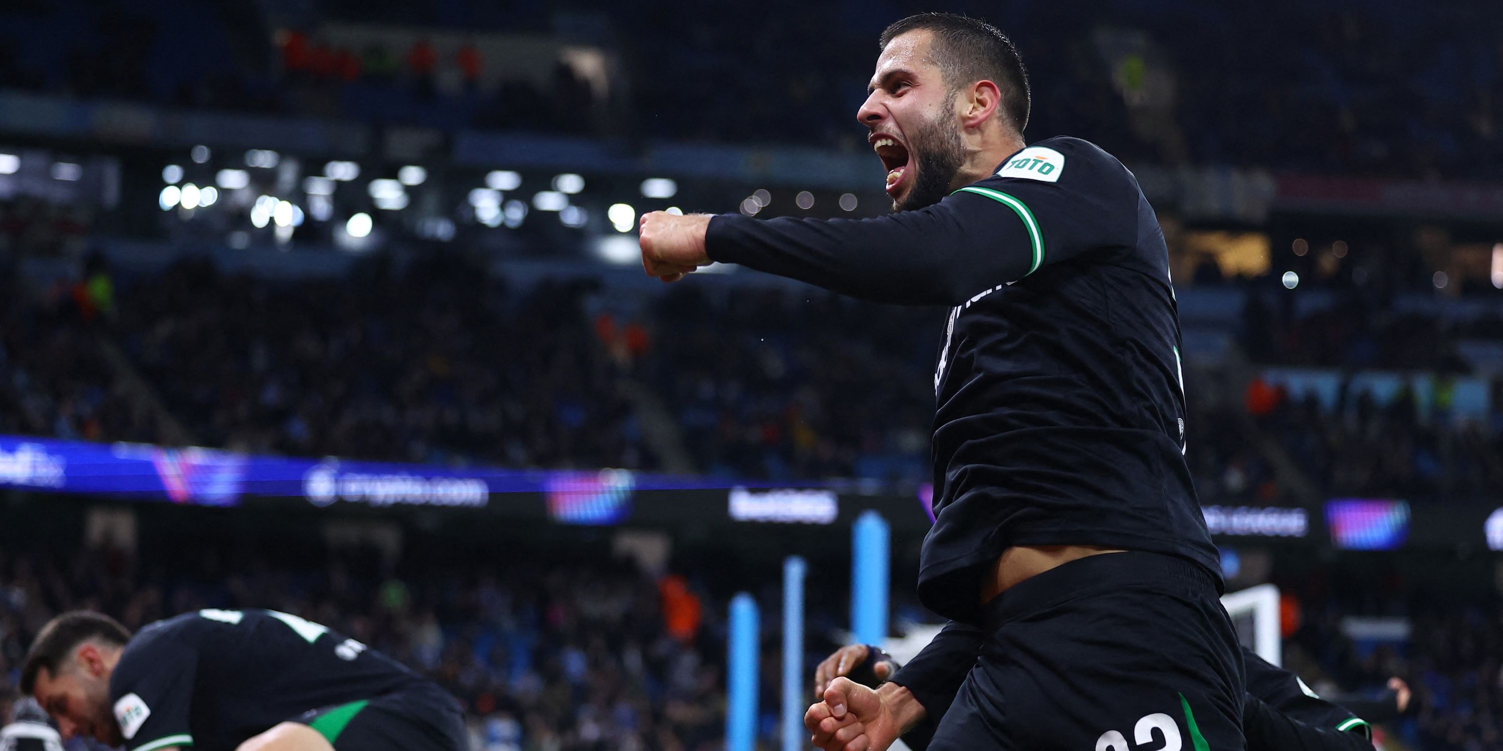 Feyenoord's David Hancko celebrates scoring their third goal