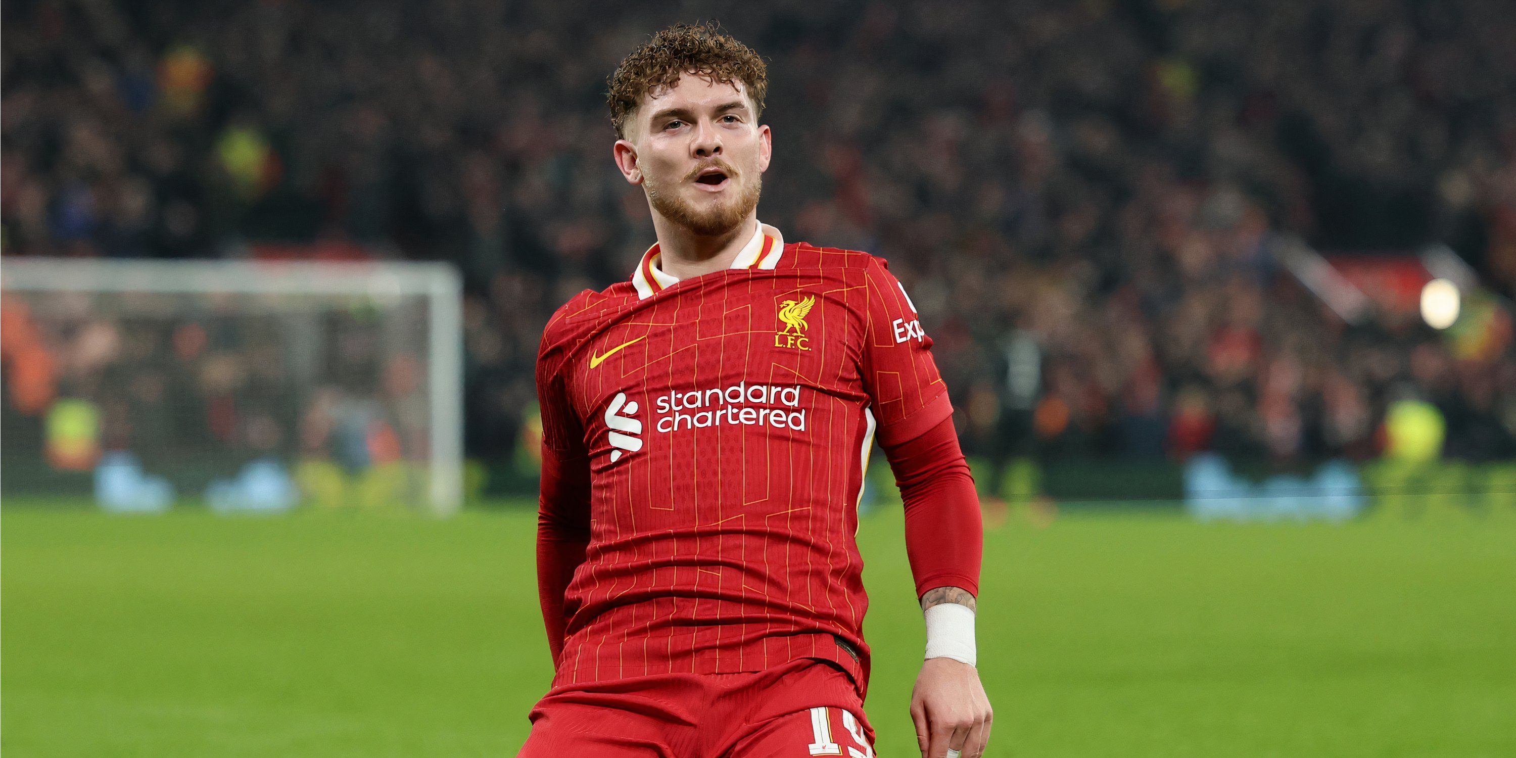 Harvey Elliott celebrates for Liverpool