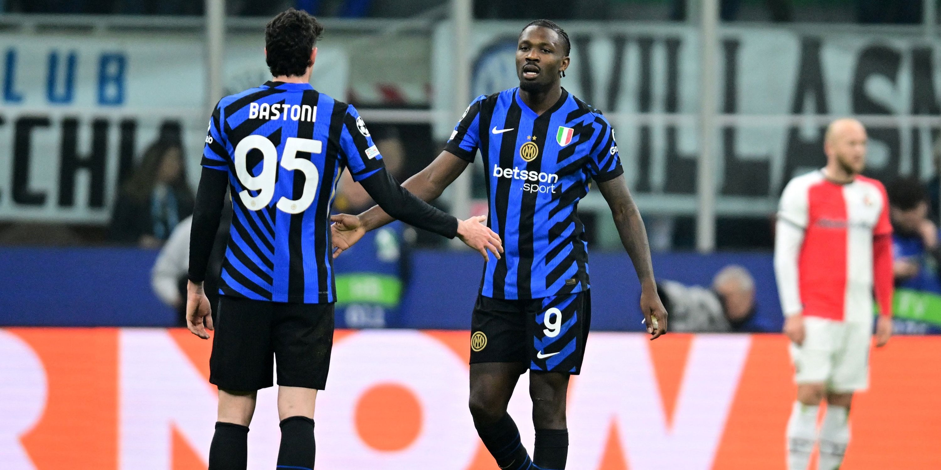 Inter Milan's Marcus Thuram and Alessandro Bastoni