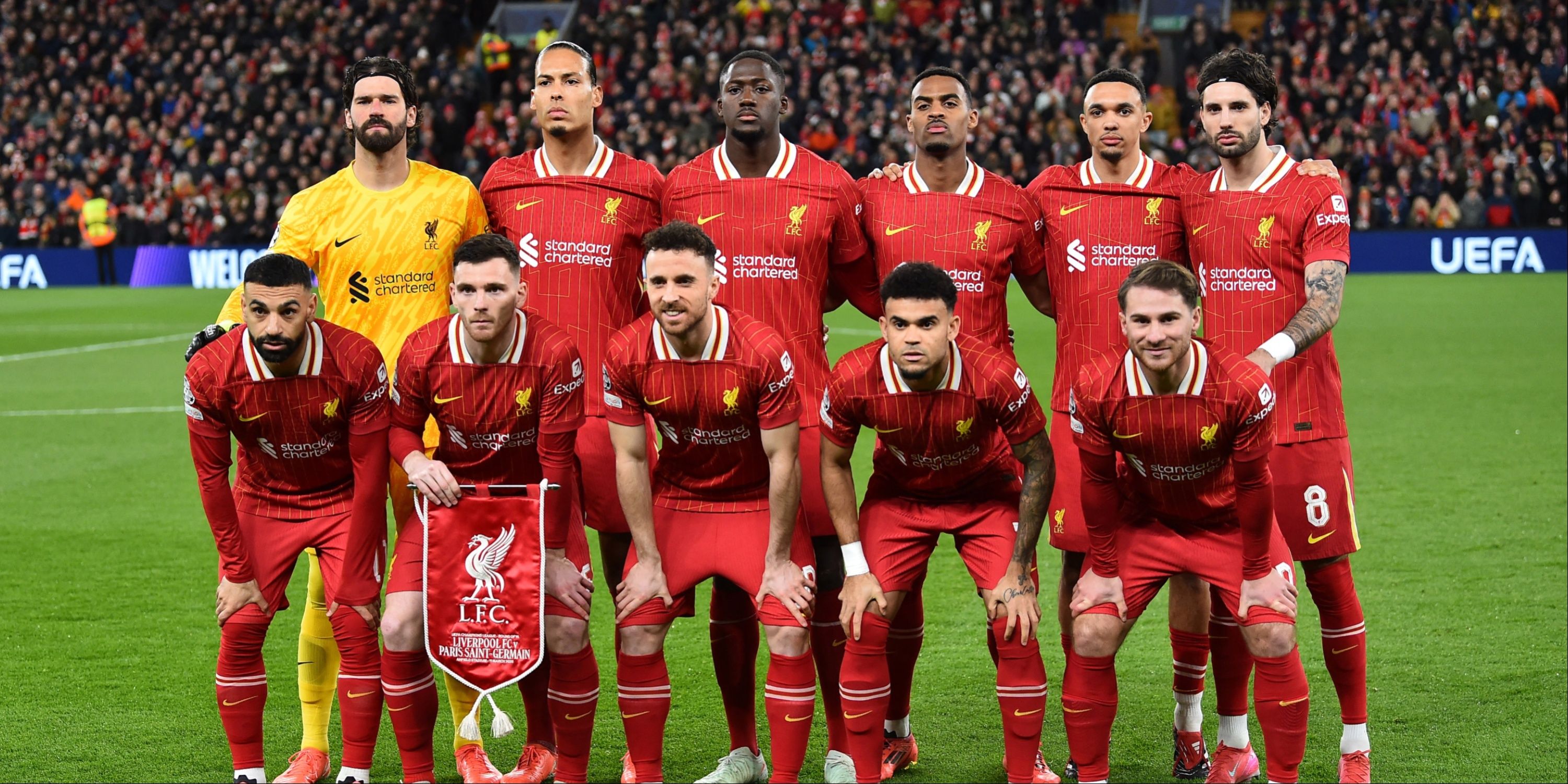 Liverpool Diaz-Alisson-Mac-Allister-Jota-Salah-Gravenberch-Dijk-Kona