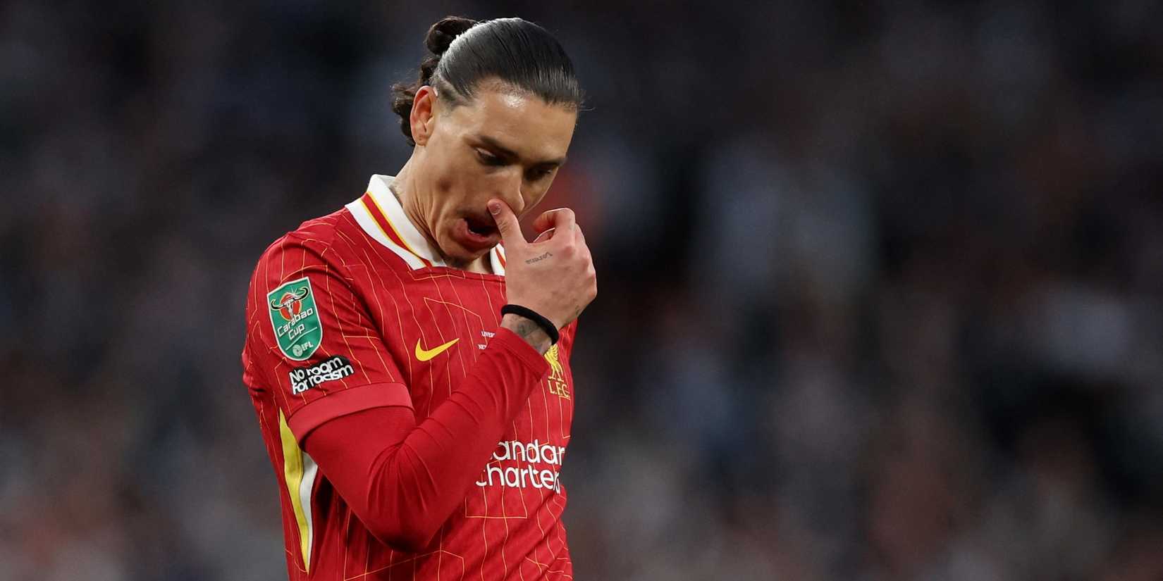 Liverpool's Darwin Nunez reacts