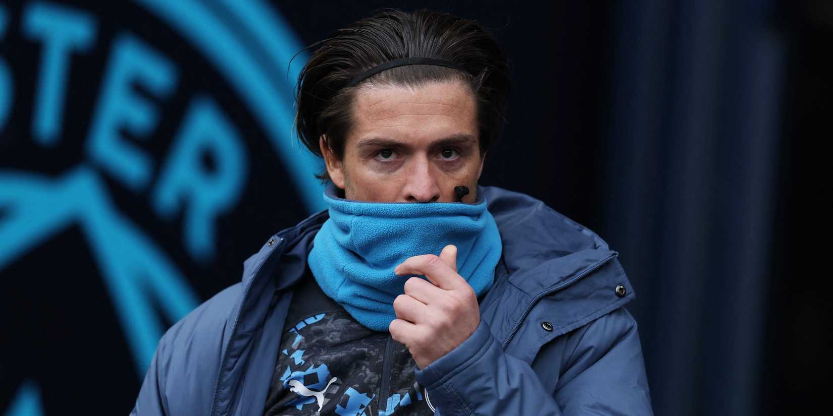 Manchester City player Jack Grealish on the bench