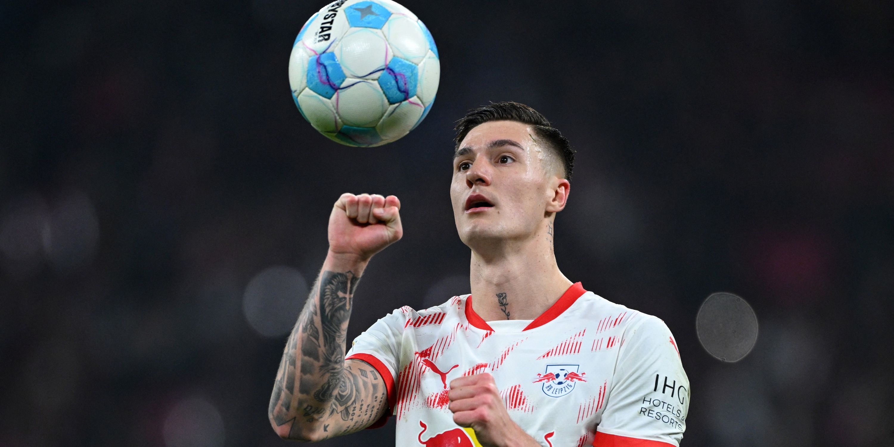 Benjamin Cisco of RB Leipzig before a penalty kick