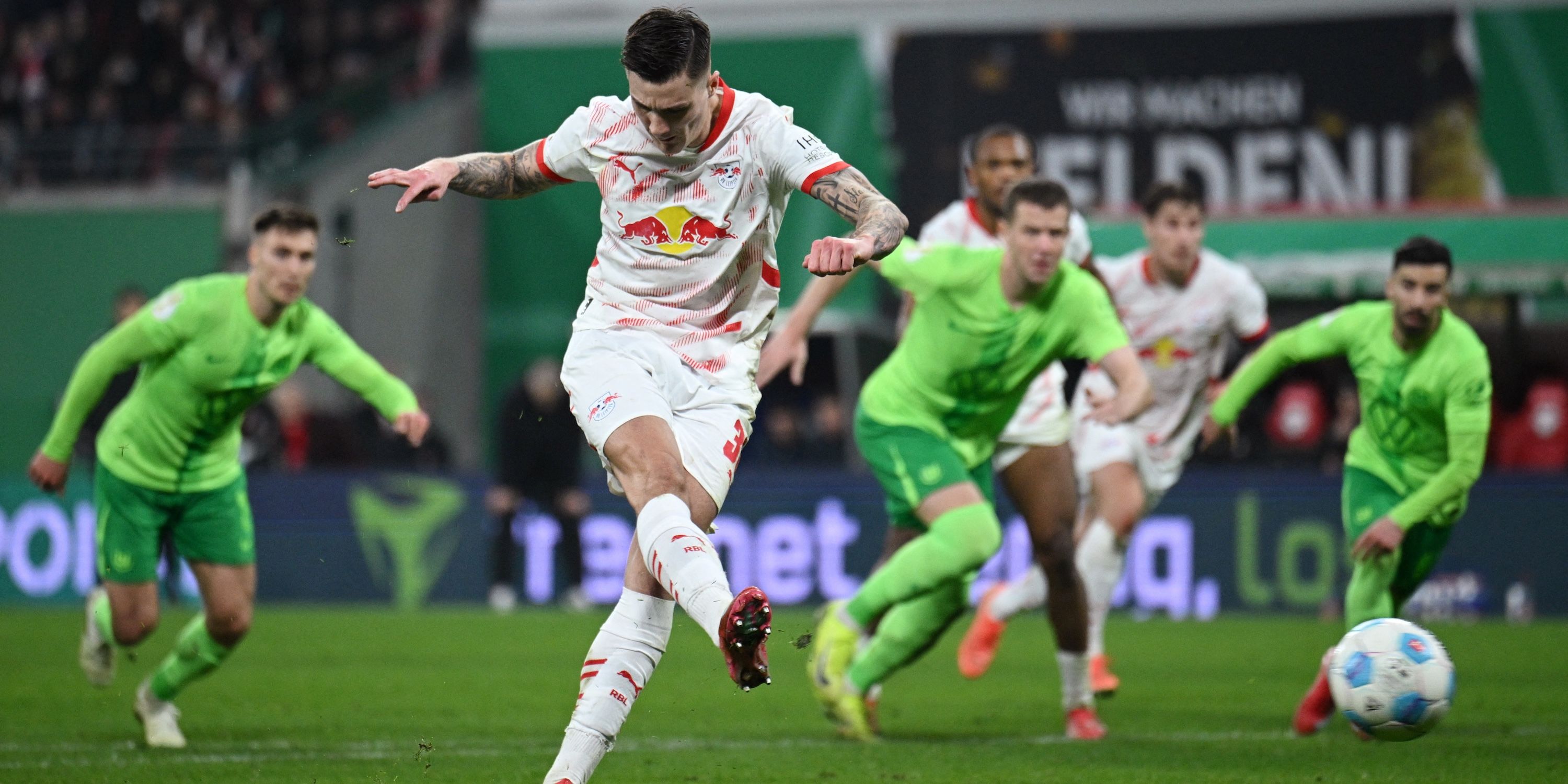 RB Leipzig's Benjamin Sesko scores their first goal from the penalty spot -1