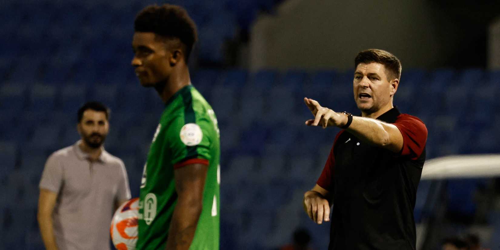 Al-Ettifaq coach Steven Gerrard and Demarai Gray