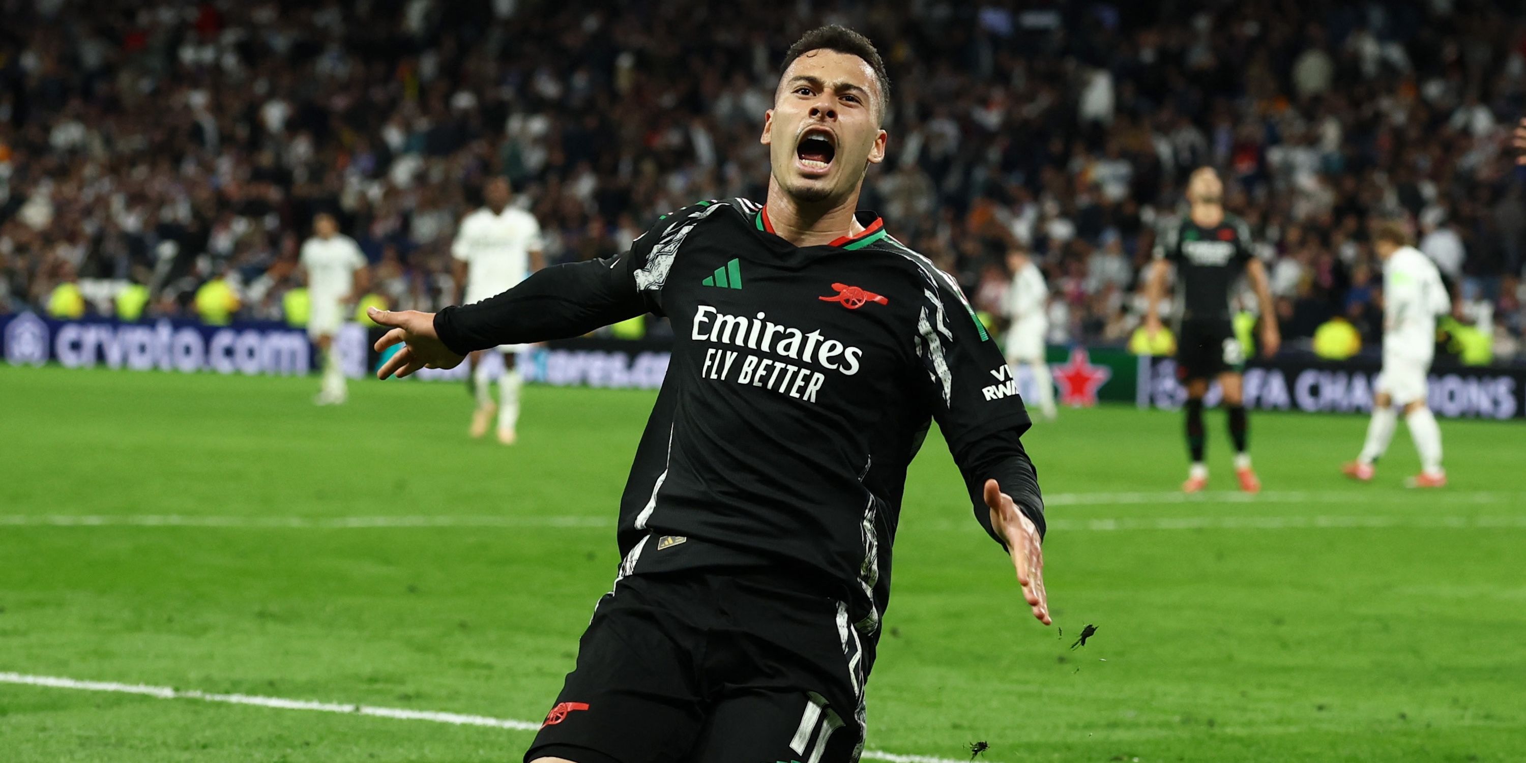 Arsenal Gabriel Martinelli highlighting his second goal
