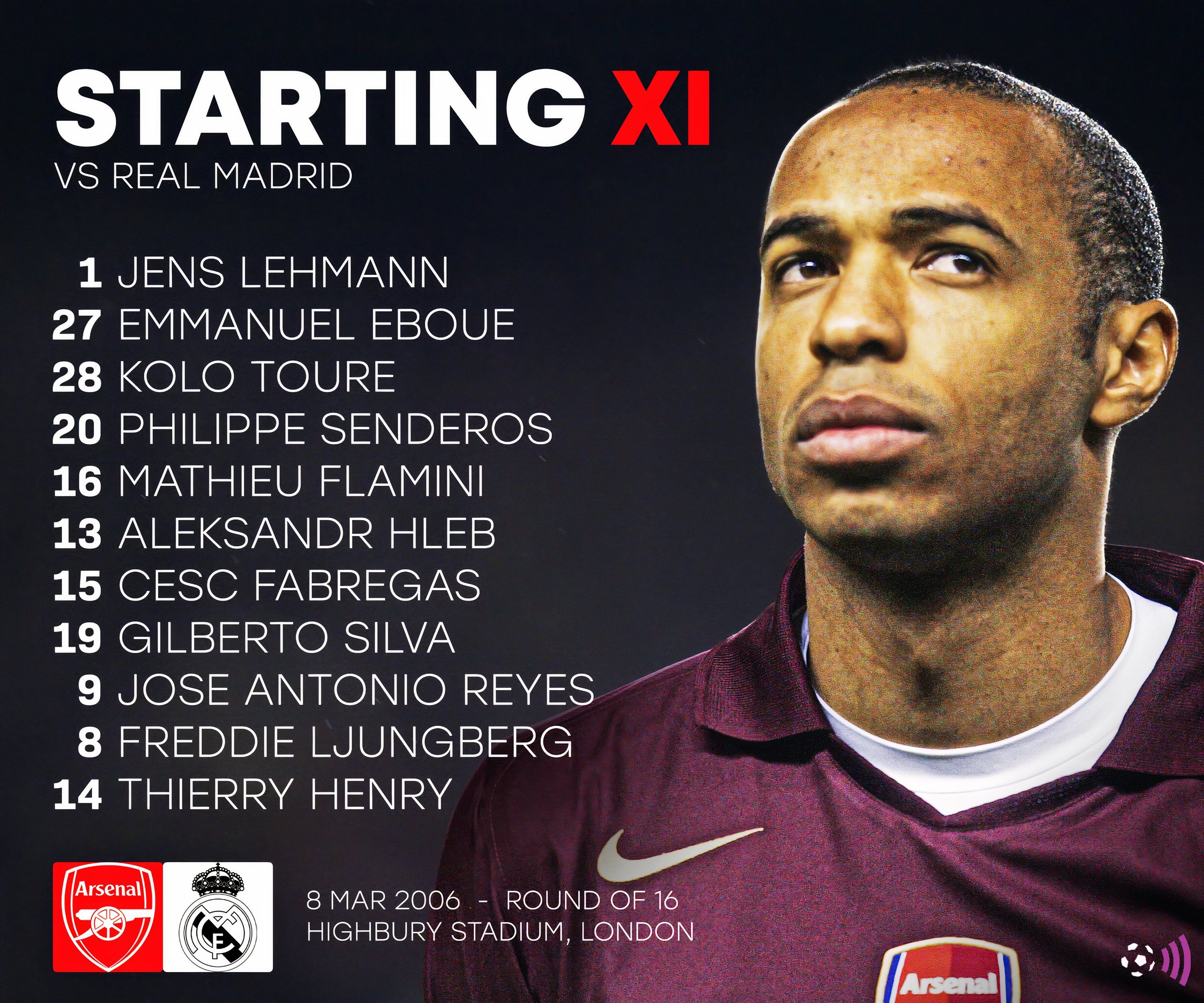 أرسنال مقابل مدريد 2006 دوري أبطال أوروبا (خالدة)