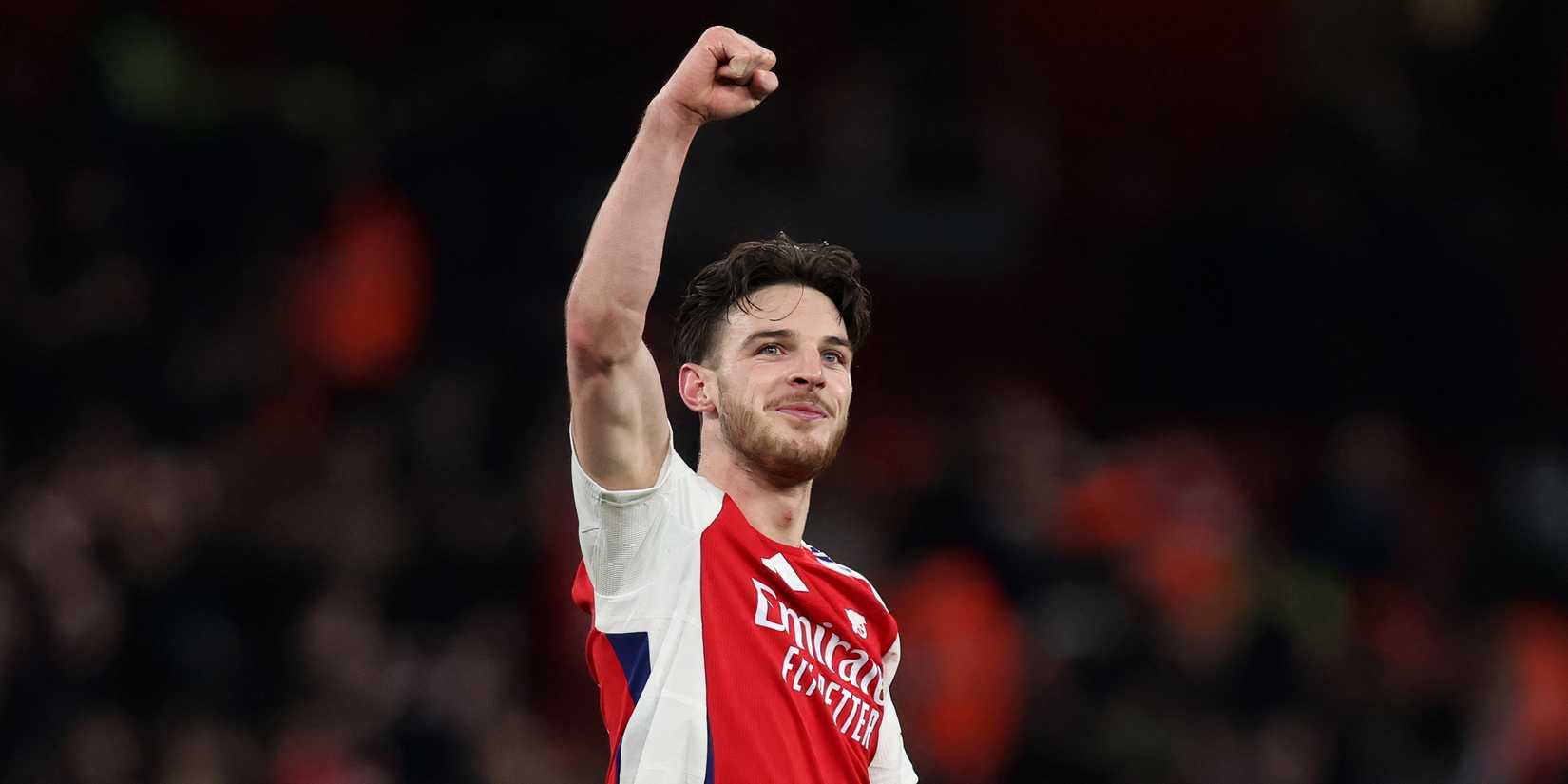 Declan Rice celebrates for Arsenal