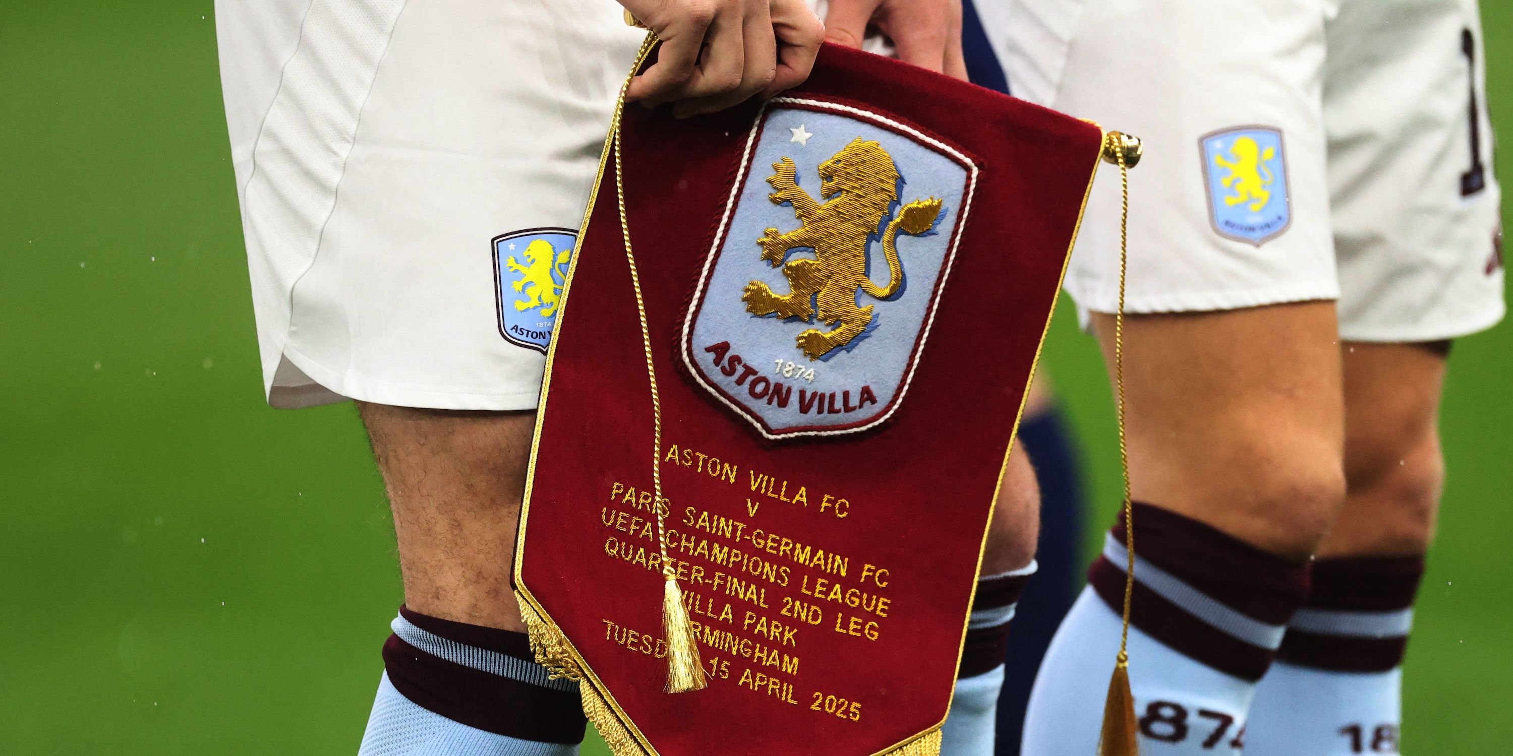General view of an Aston Villa pennant before the match