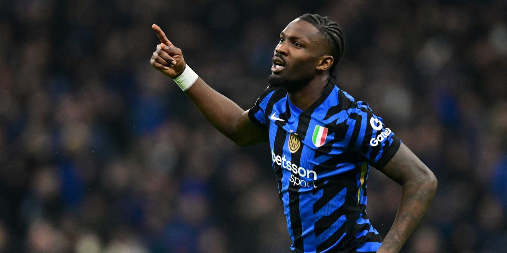 Inter Milan's Marcus Thuram celebrates scoring their first goal