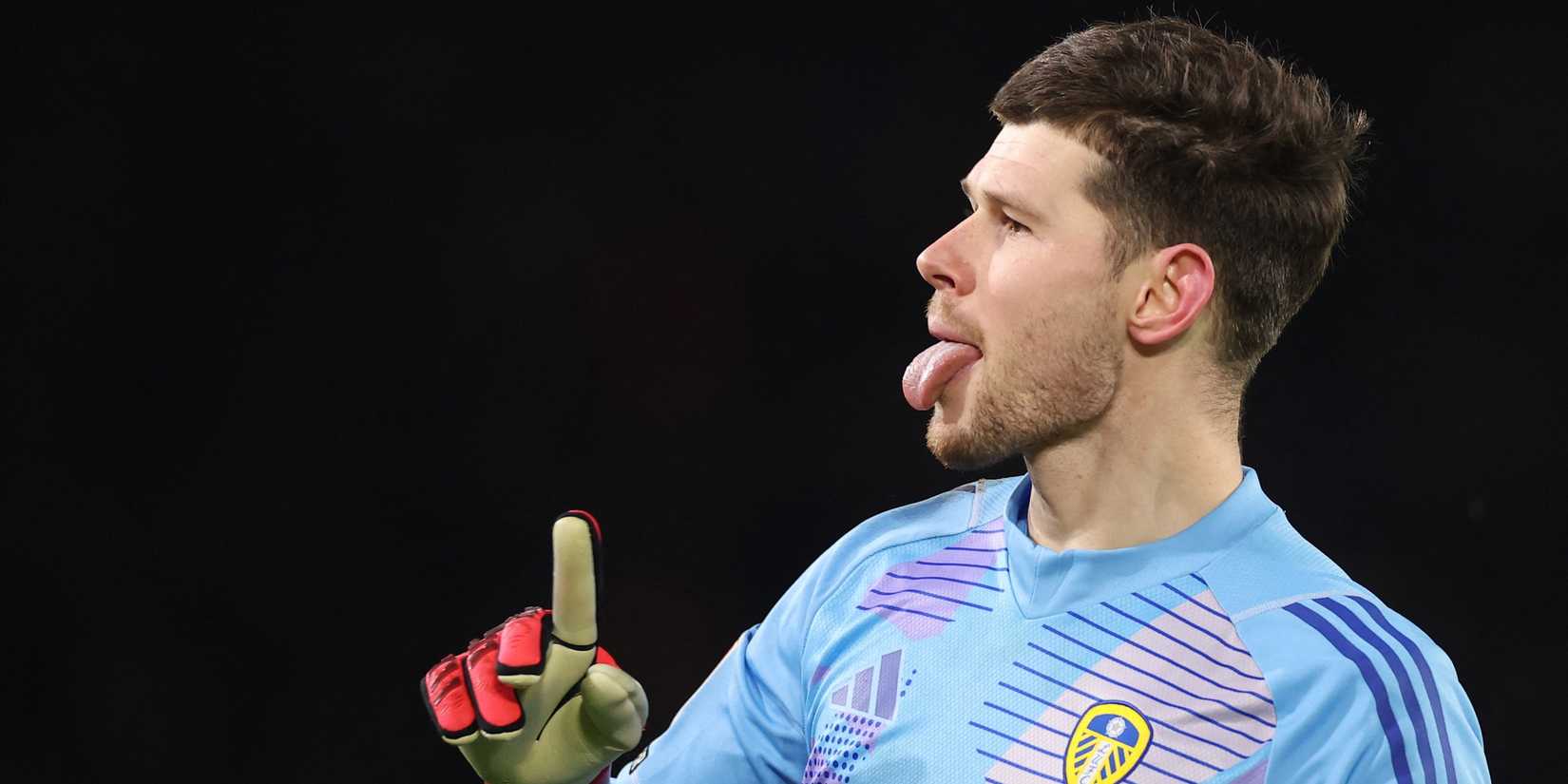  Leeds United's Illan Meslier celebrates their second goal scored by Pascal Struijk