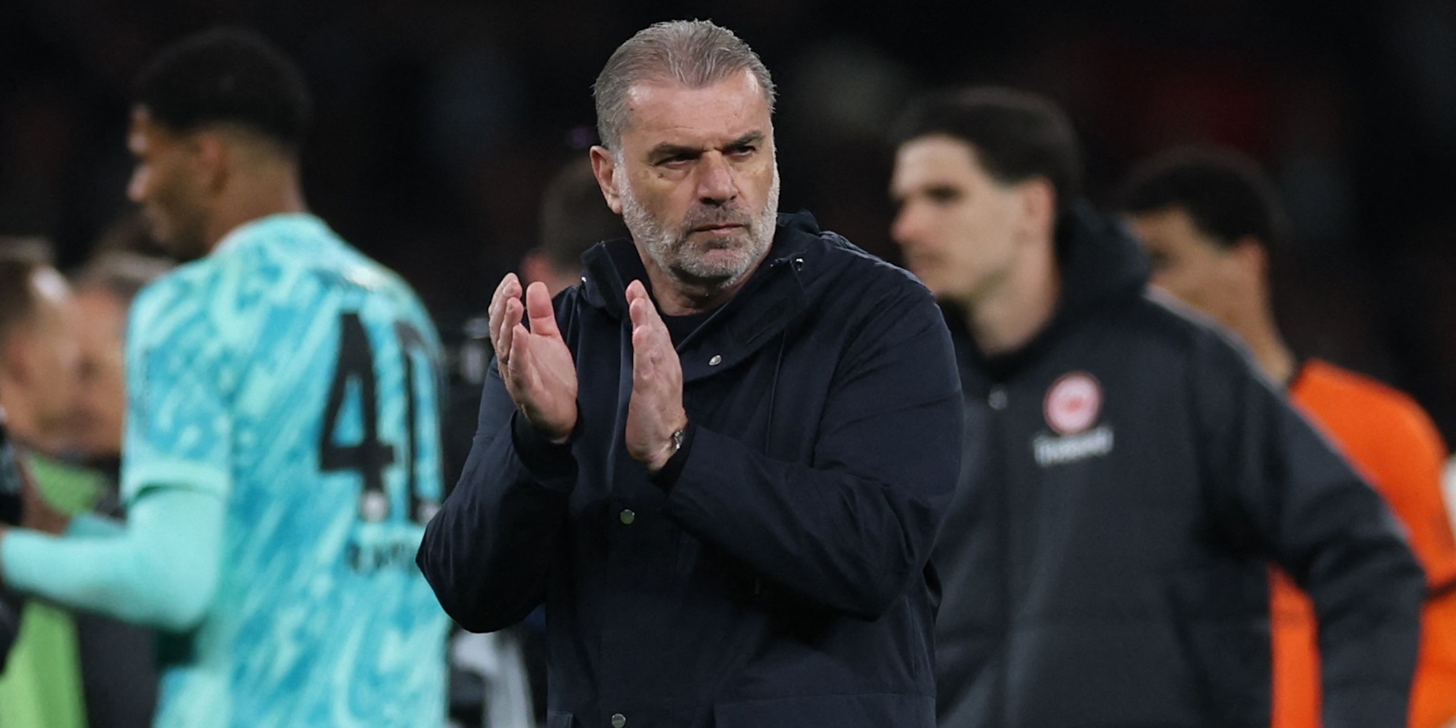 Tottenham Hotspur Ange Postecoglou Director witnesses fans after the match