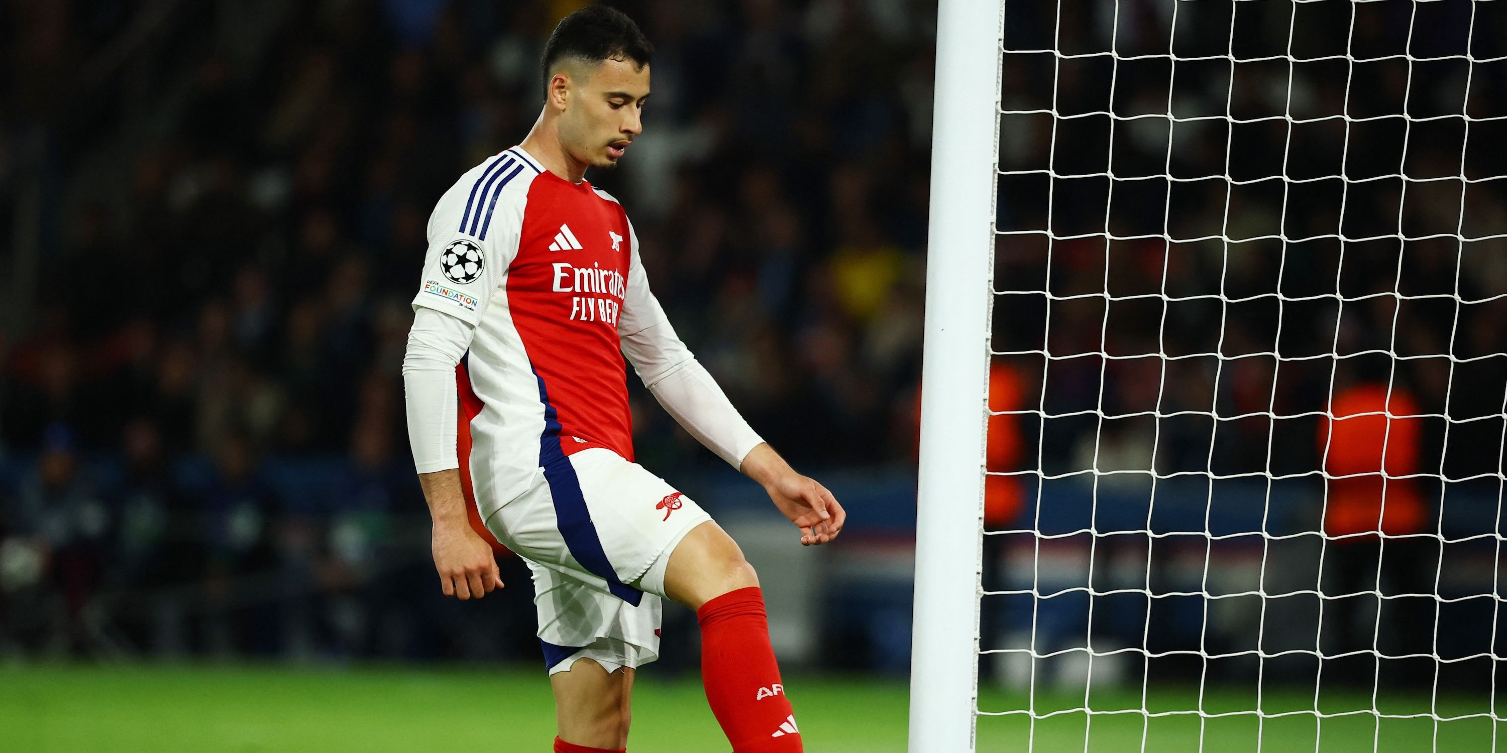Arsenal's Gabriel Martinelli reacts