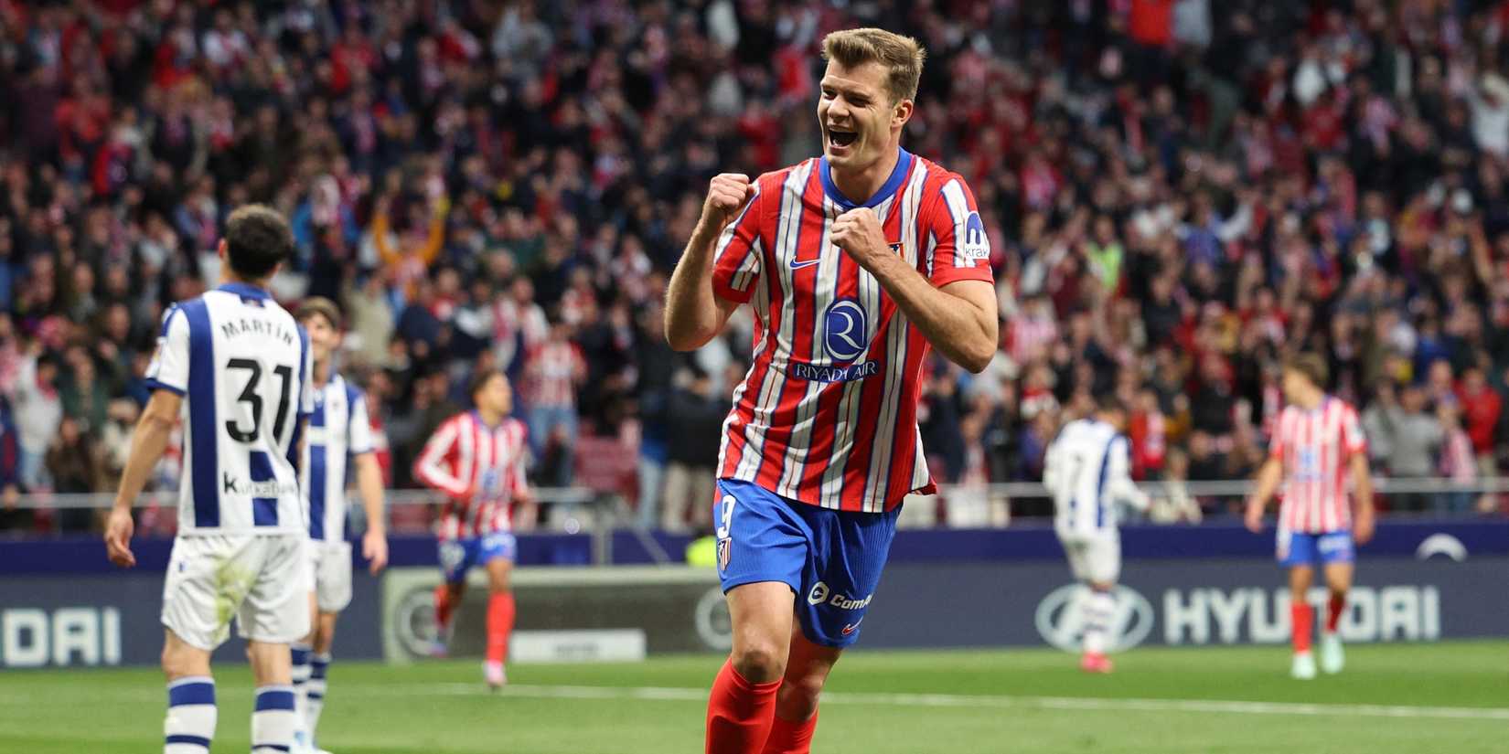 Alexander Surloth of Aleteltesto Madrid celebrates his second goal 