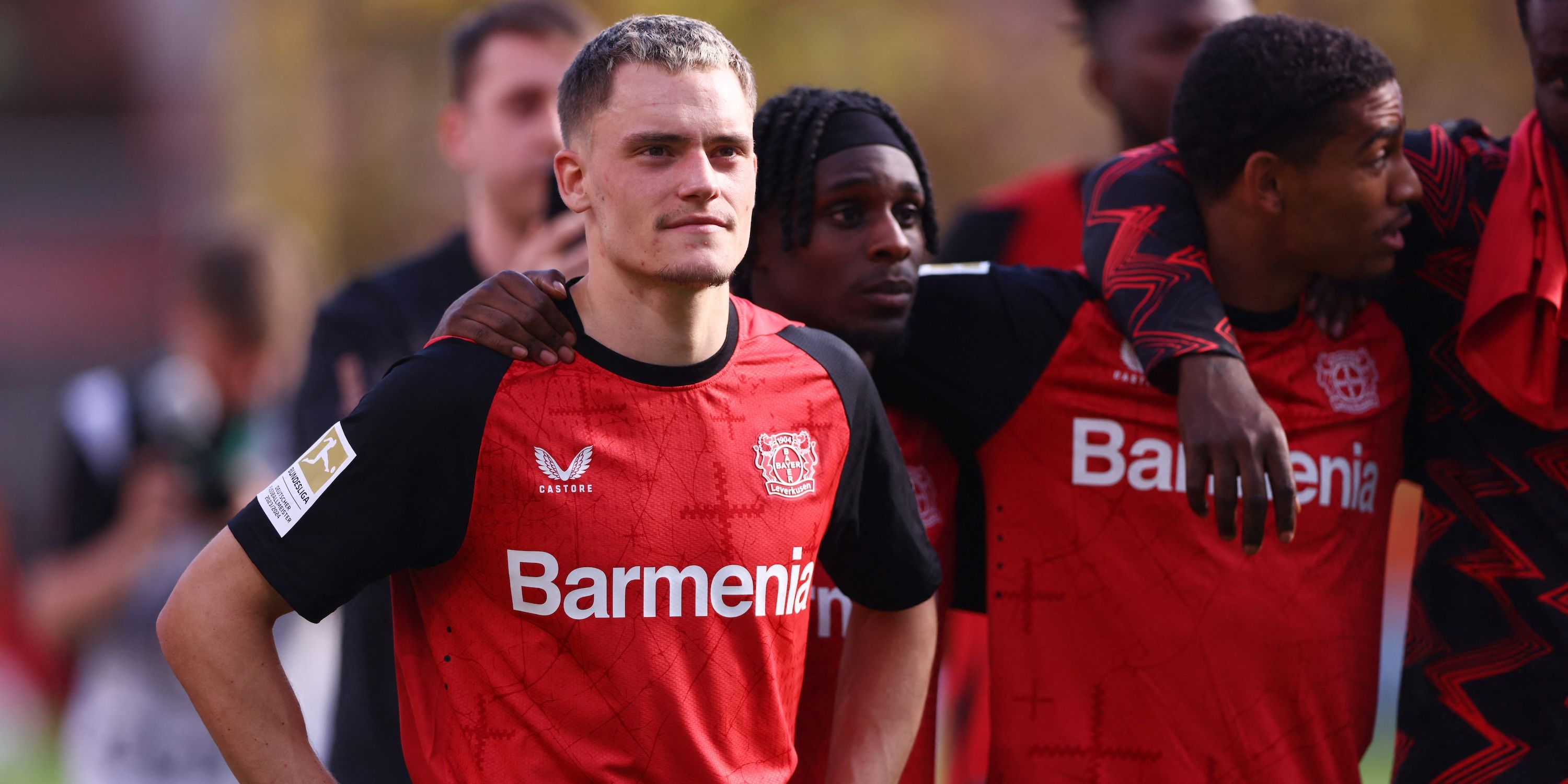 Bayer Leverkusen's Florian Wirtz reacts after the match