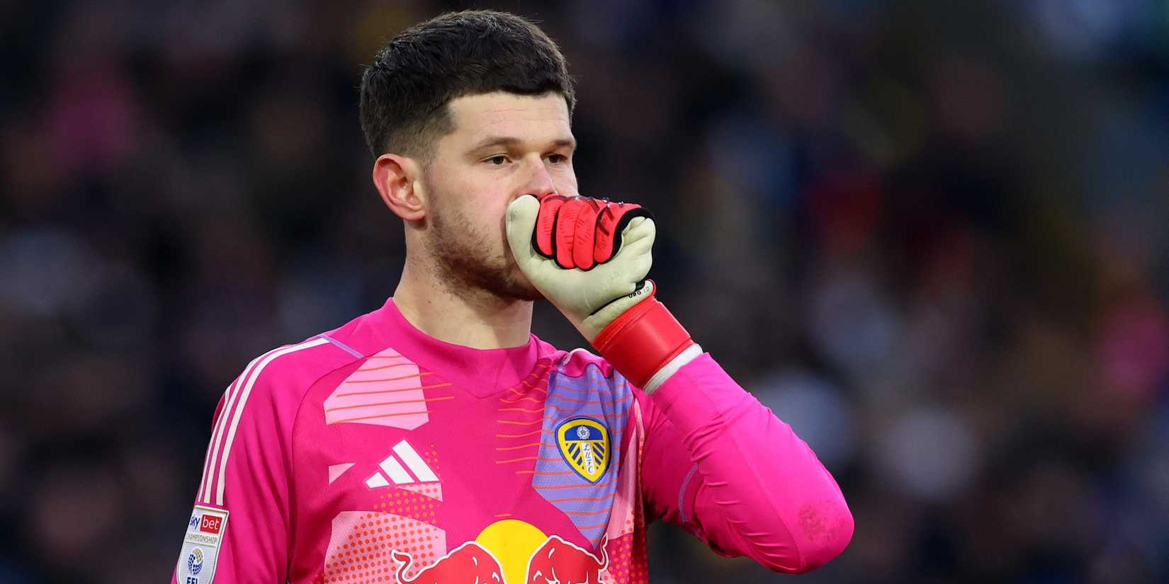 Illan Meslier of Leeds United reacts