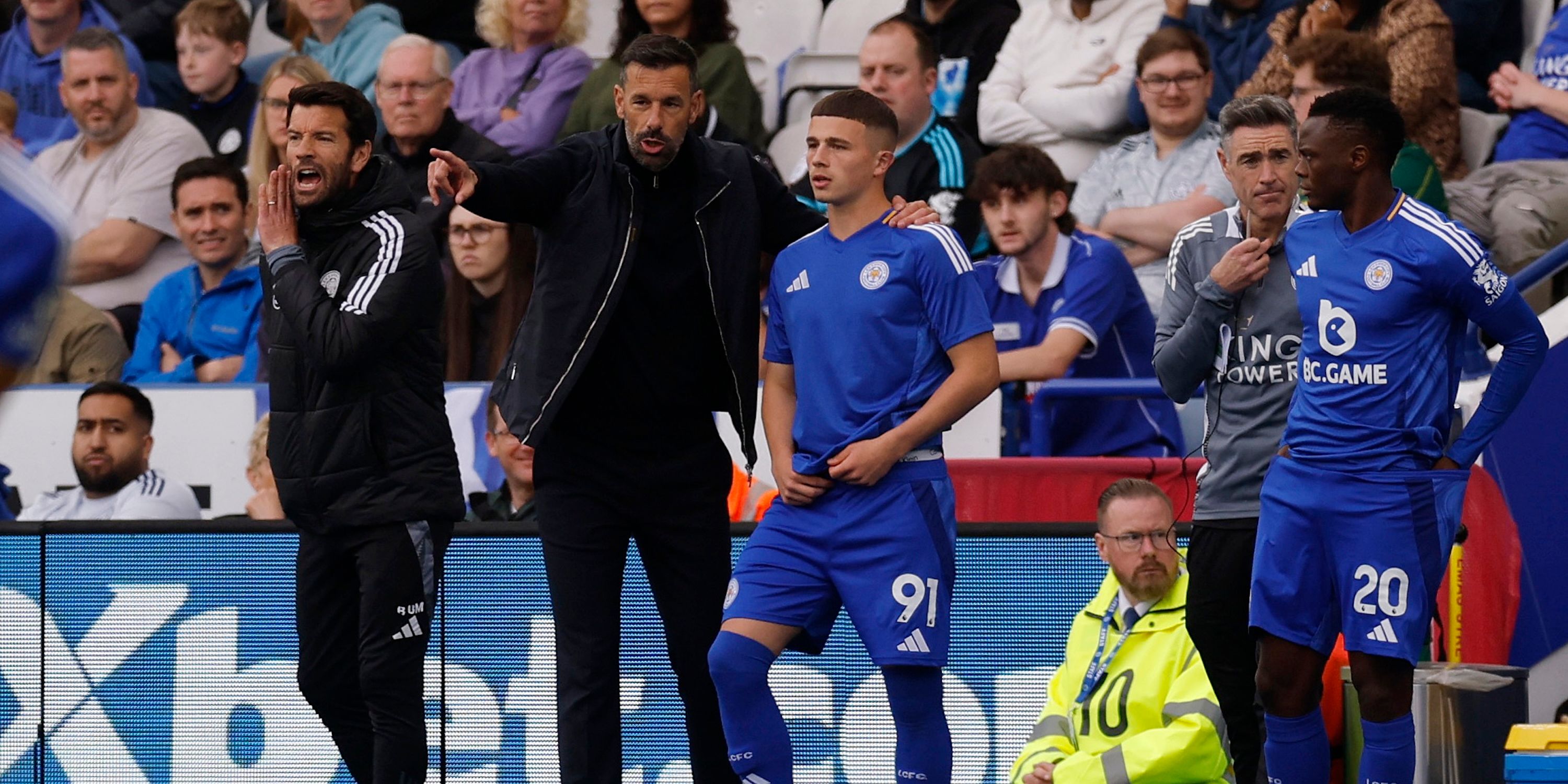Jake Evans from Leicester City with Director Rod van Nesterewi