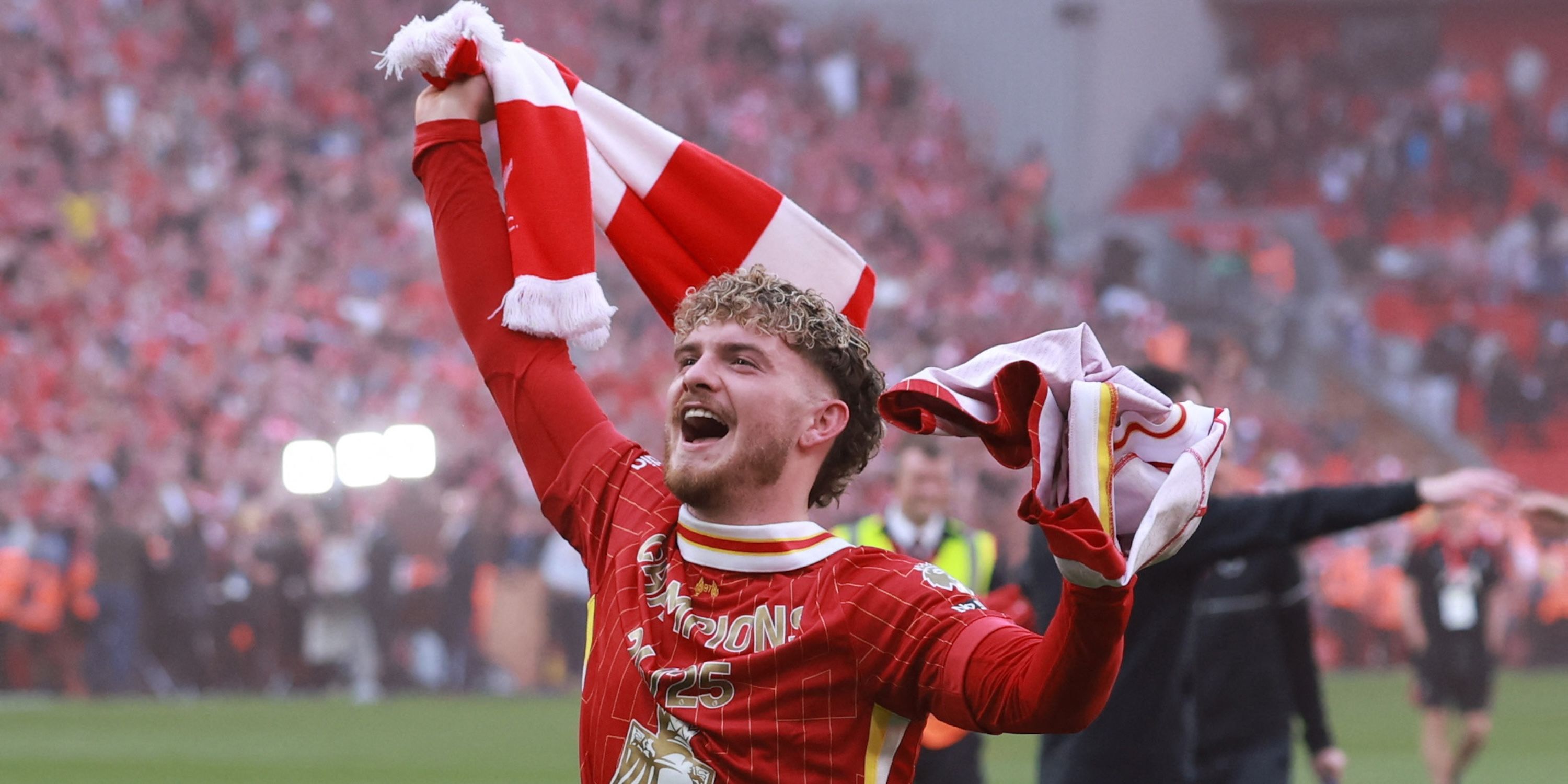 Liverpool's Harvey Elliott celebrates