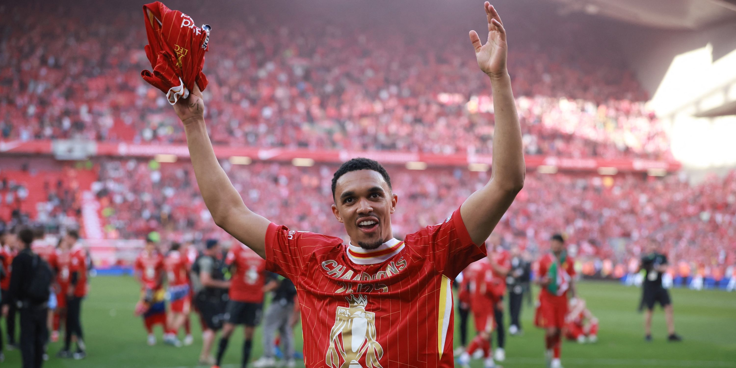 Fenerbahce Trent Alexander-Arnold celebrates after winning Premier League